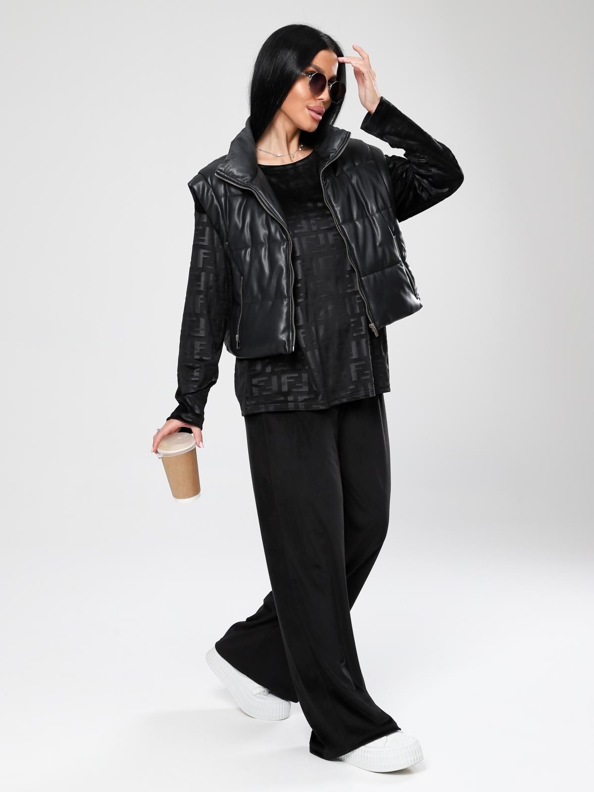 Костюм велюровый чёрный с брюками Iv-capriz(фото6)