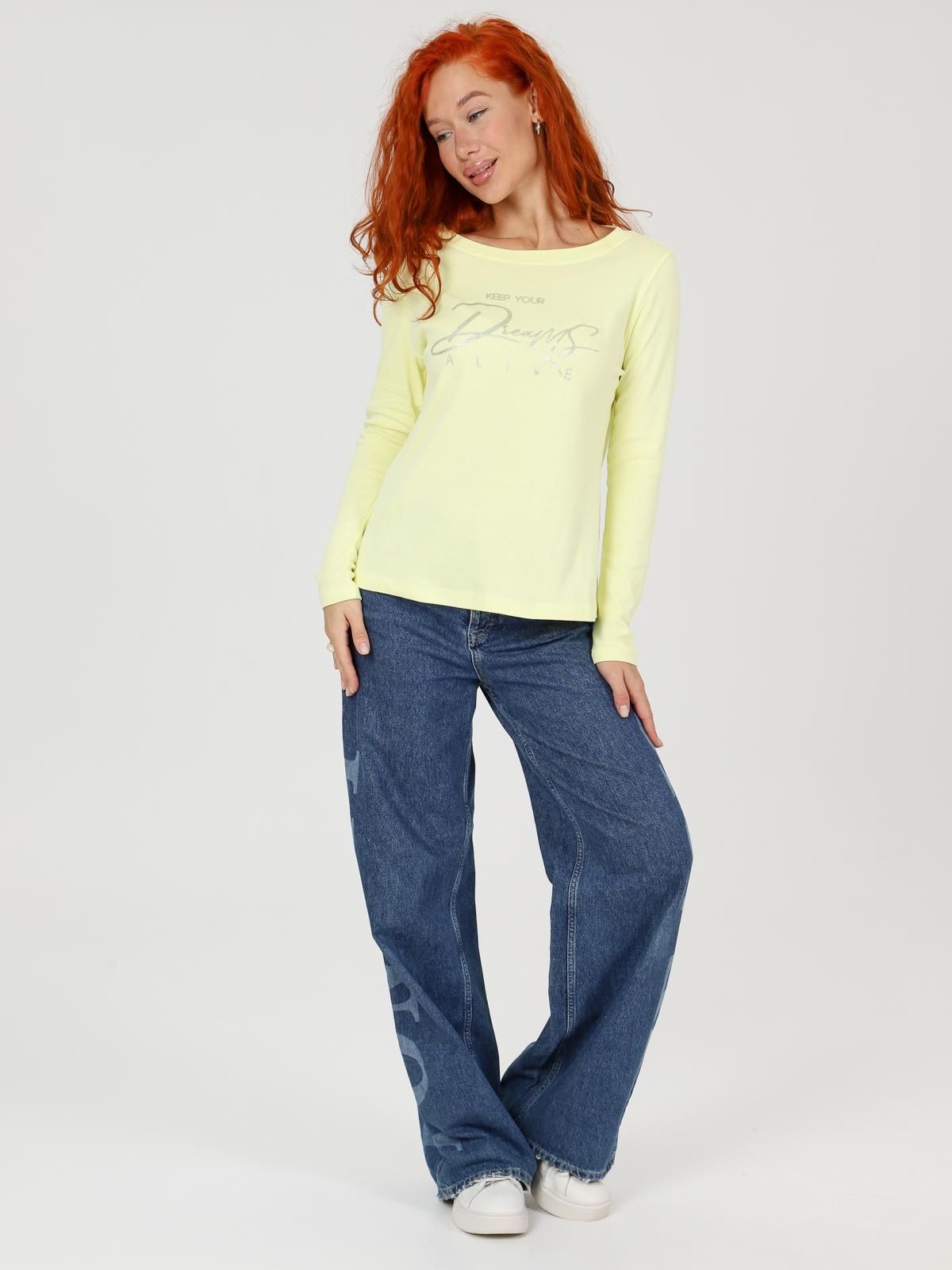 Лонгслив трикотажный жёлтый с принтом Iv-capriz(фото5)