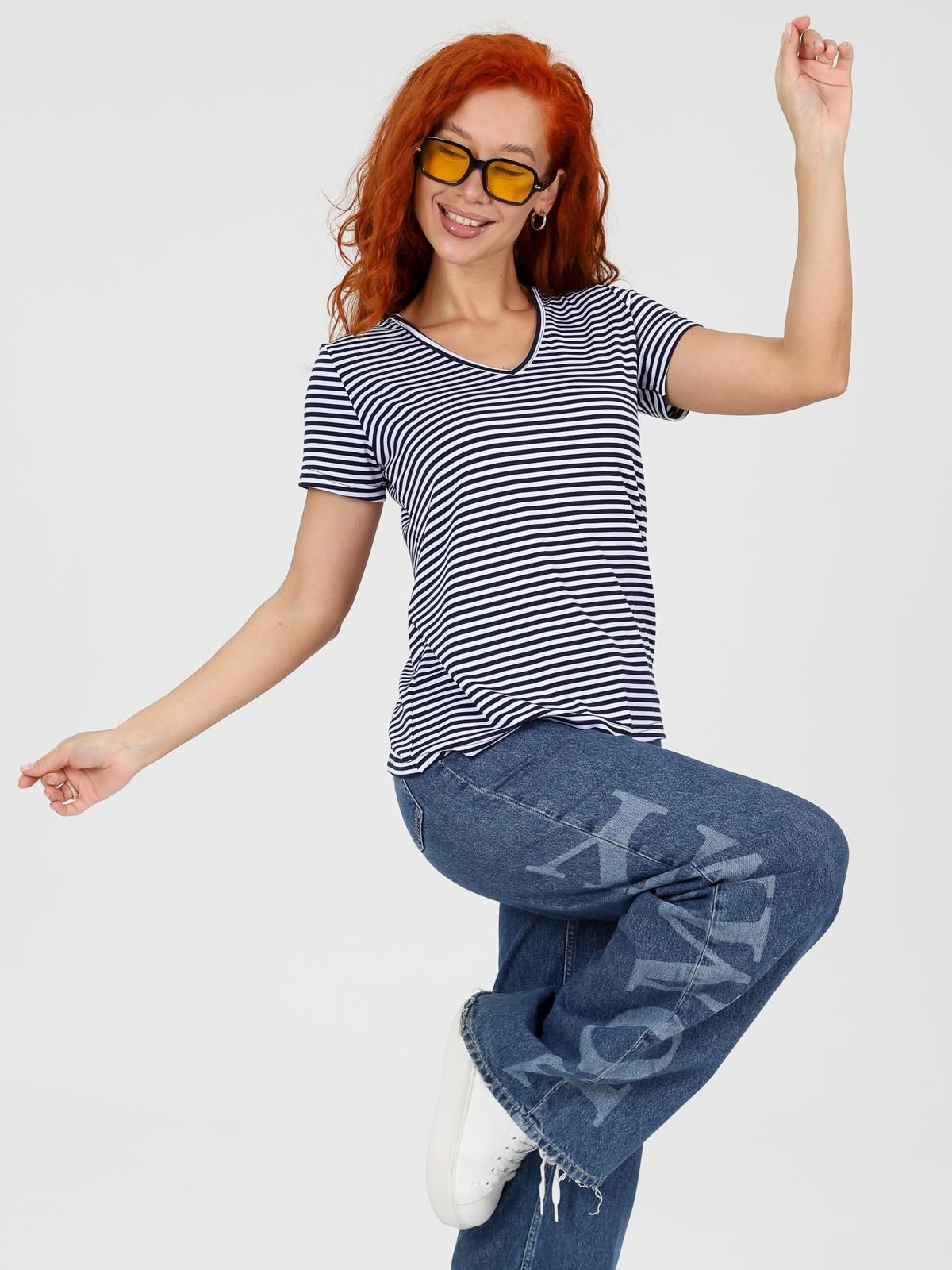 Футболка трикотажная тёмно-синяя в полоску Iv-capriz(фото3)