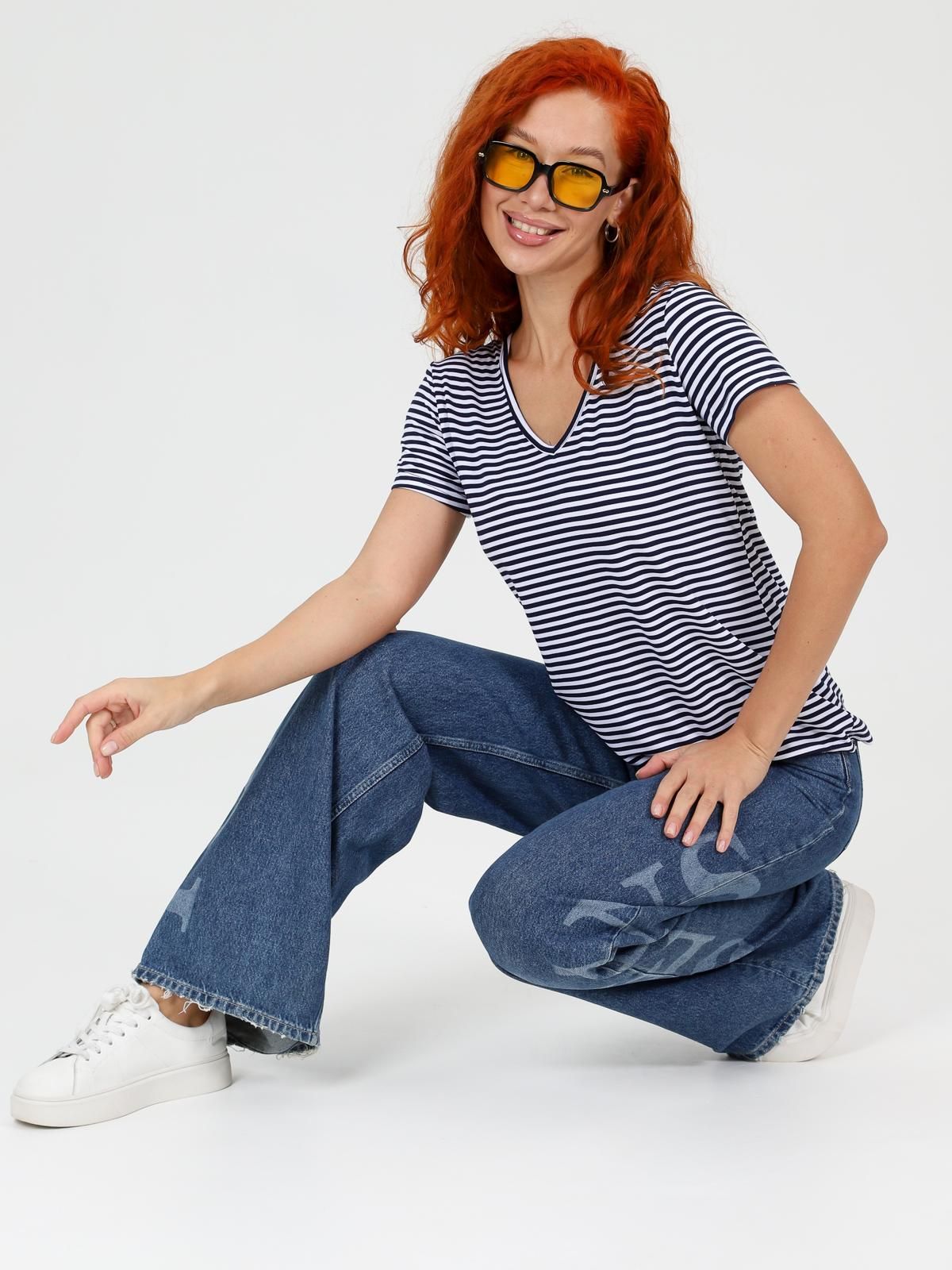 Футболка трикотажная тёмно-синяя в полоску Iv-capriz(фото5)