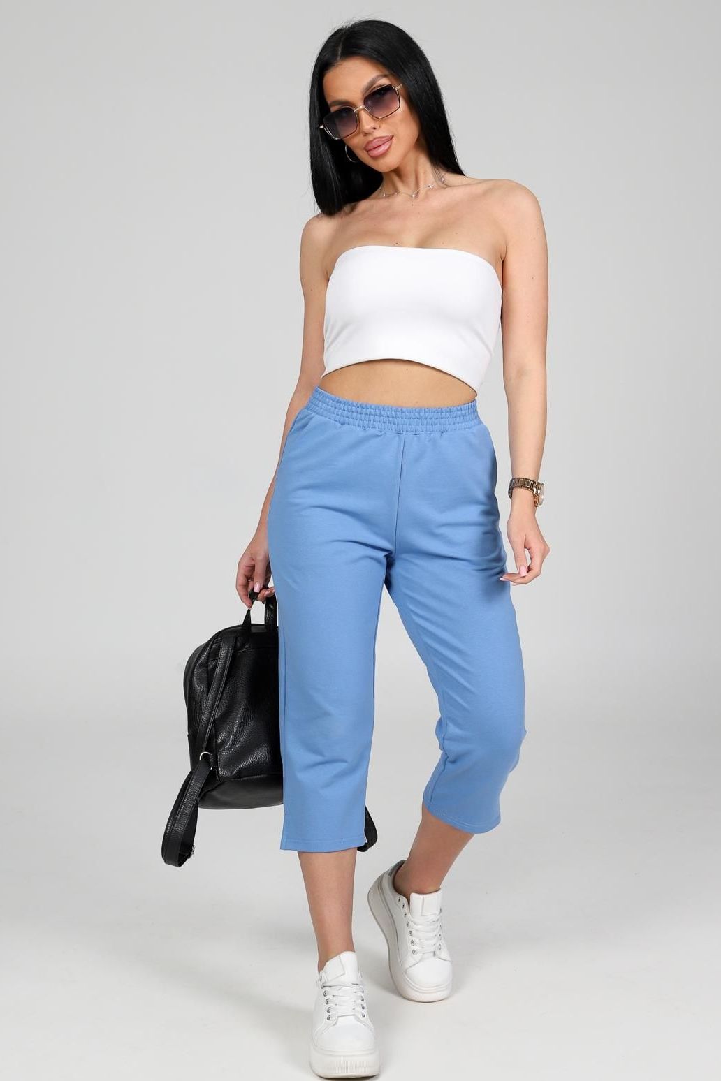 Бриджи трикотажные голубого цвета Iv-capriz