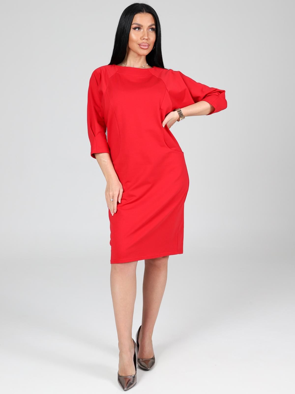 Платье трикотажное красное с карманами Iv-capriz(фото4)