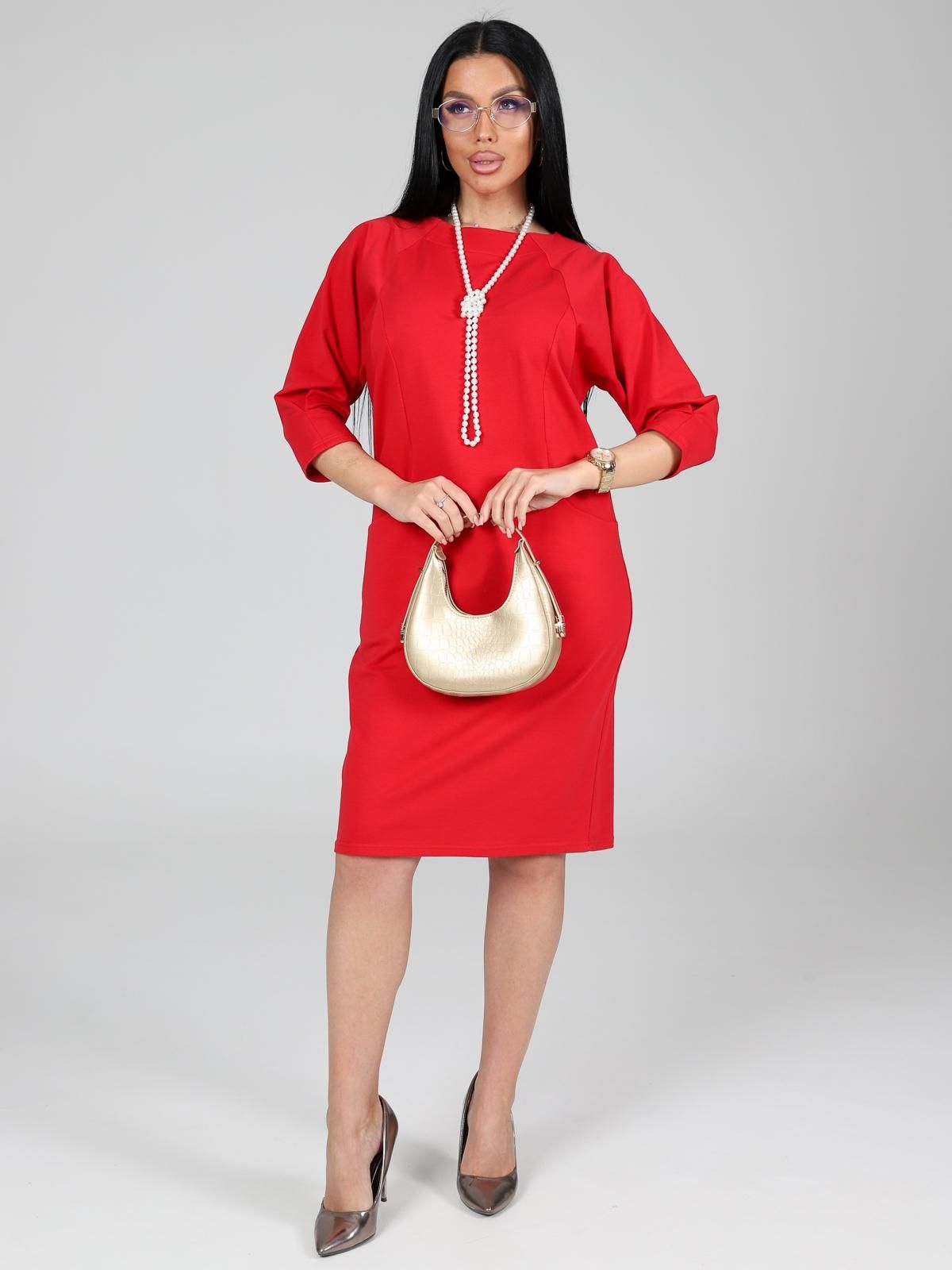 Платье трикотажное красное с карманами Iv-capriz(фото2)