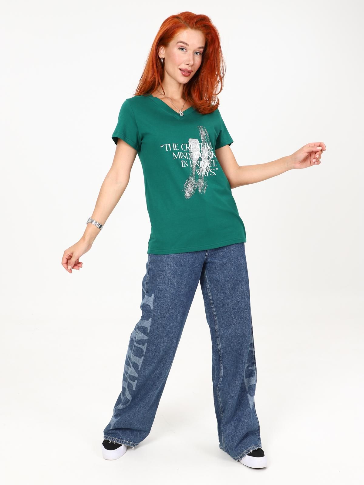 Футболка трикотажная зелёного цвета Iv-capriz(фото5)