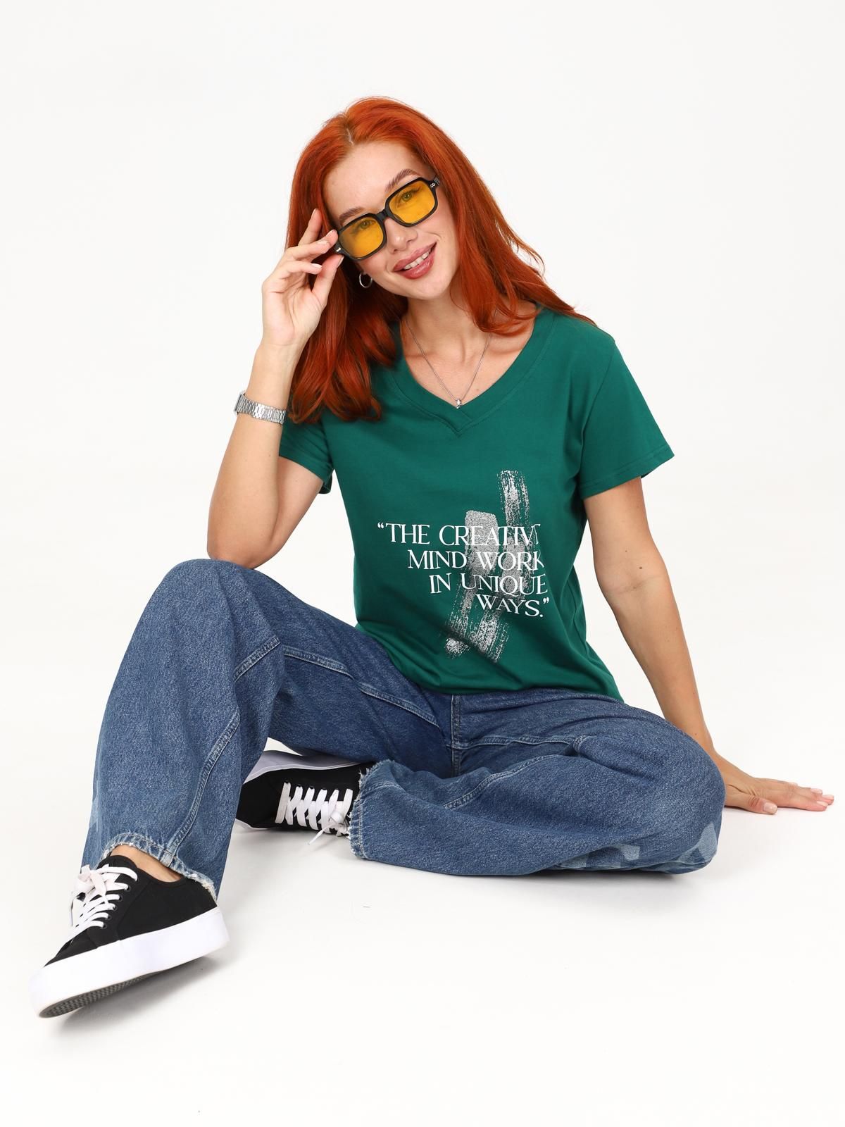 Футболка трикотажная зелёного цвета Iv-capriz(фото4)