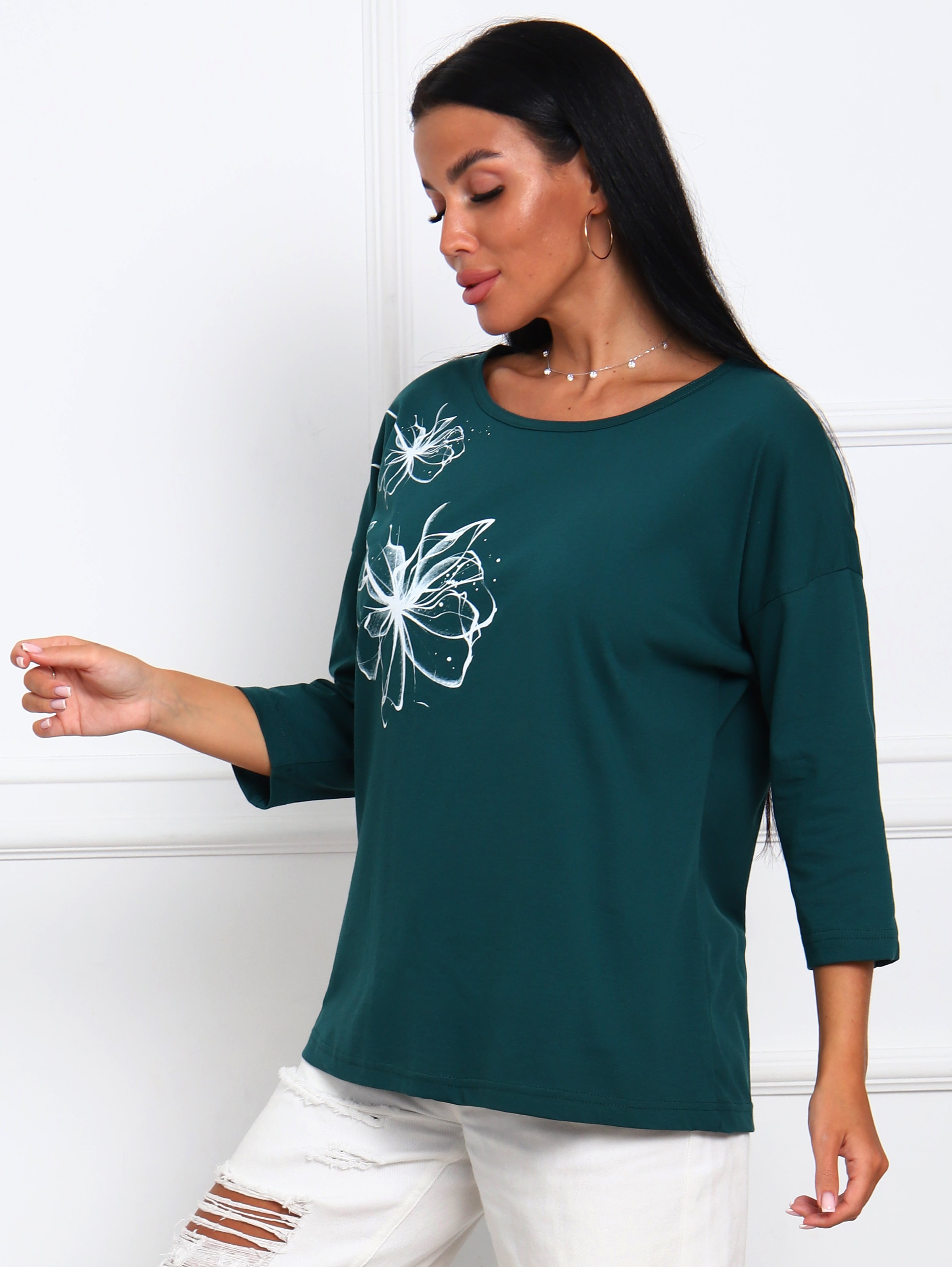 Футболка трикотажная изумрудного цвета Iv-capriz(фото7)