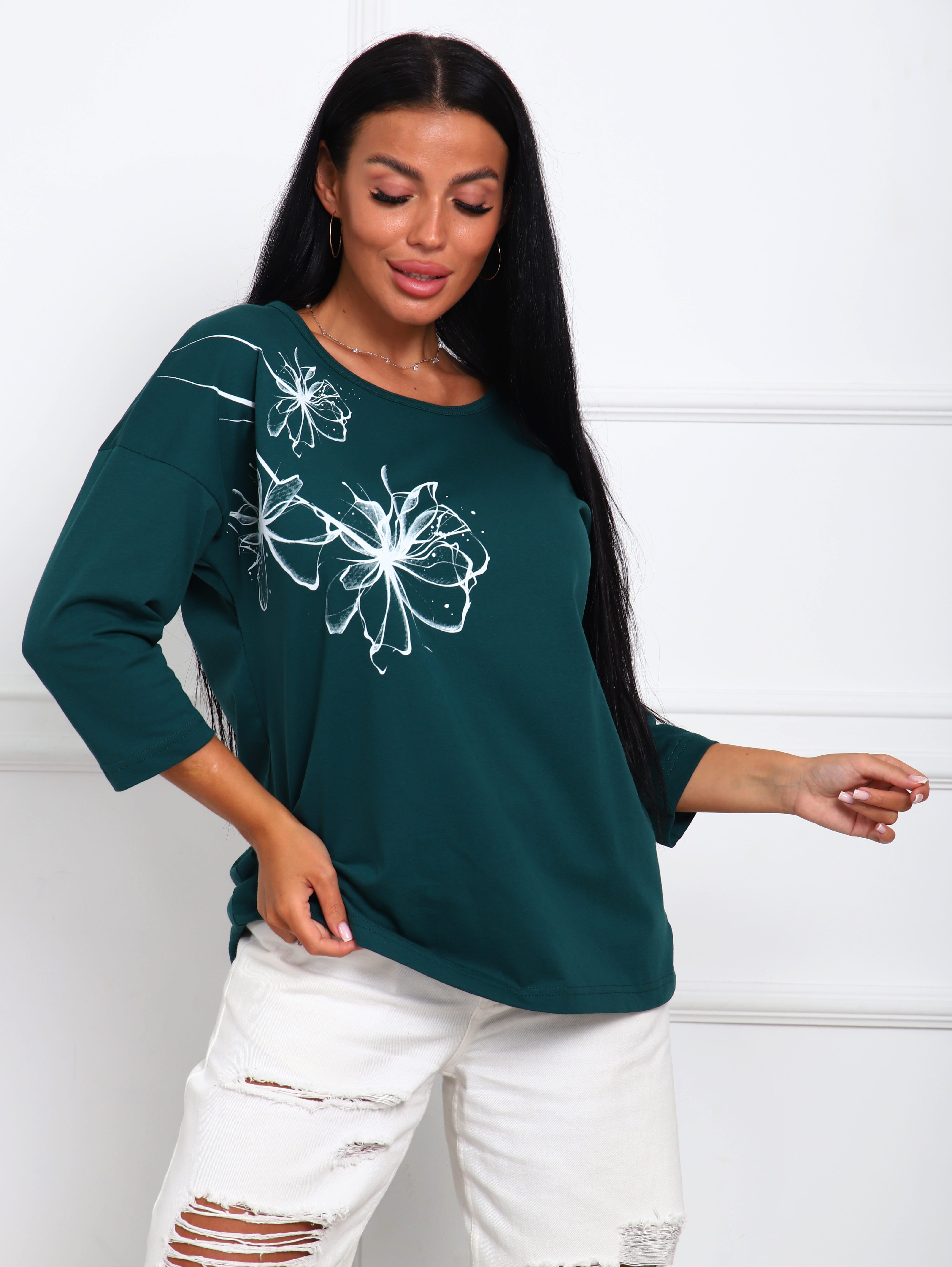 Футболка трикотажная изумрудного цвета Iv-capriz(фото5)