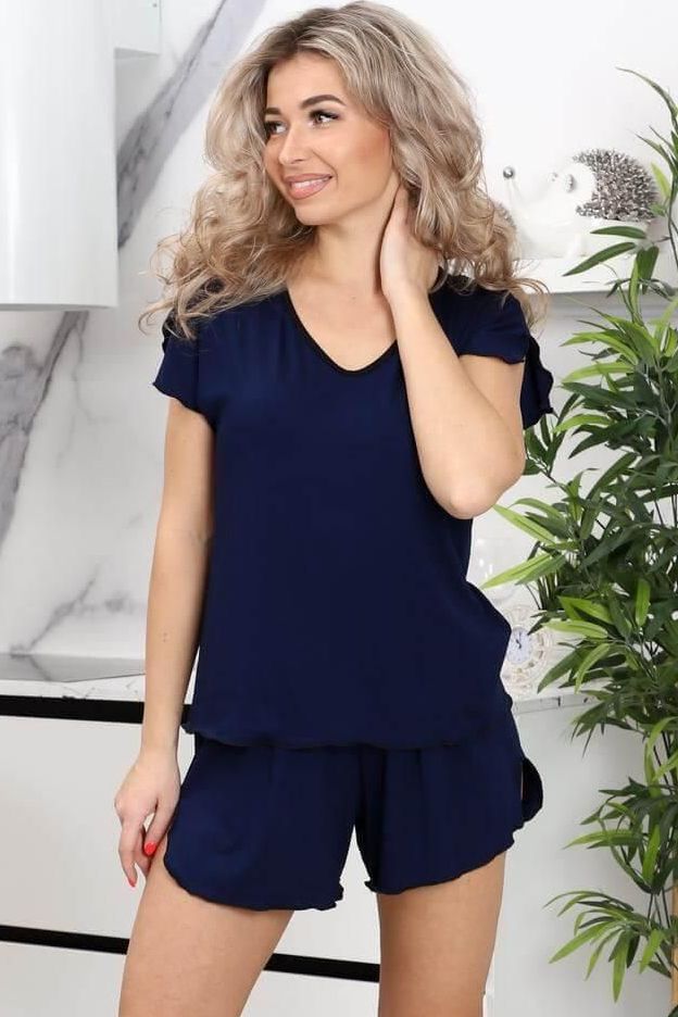 Пижама трикотажная синяя с шортами Iv-capriz