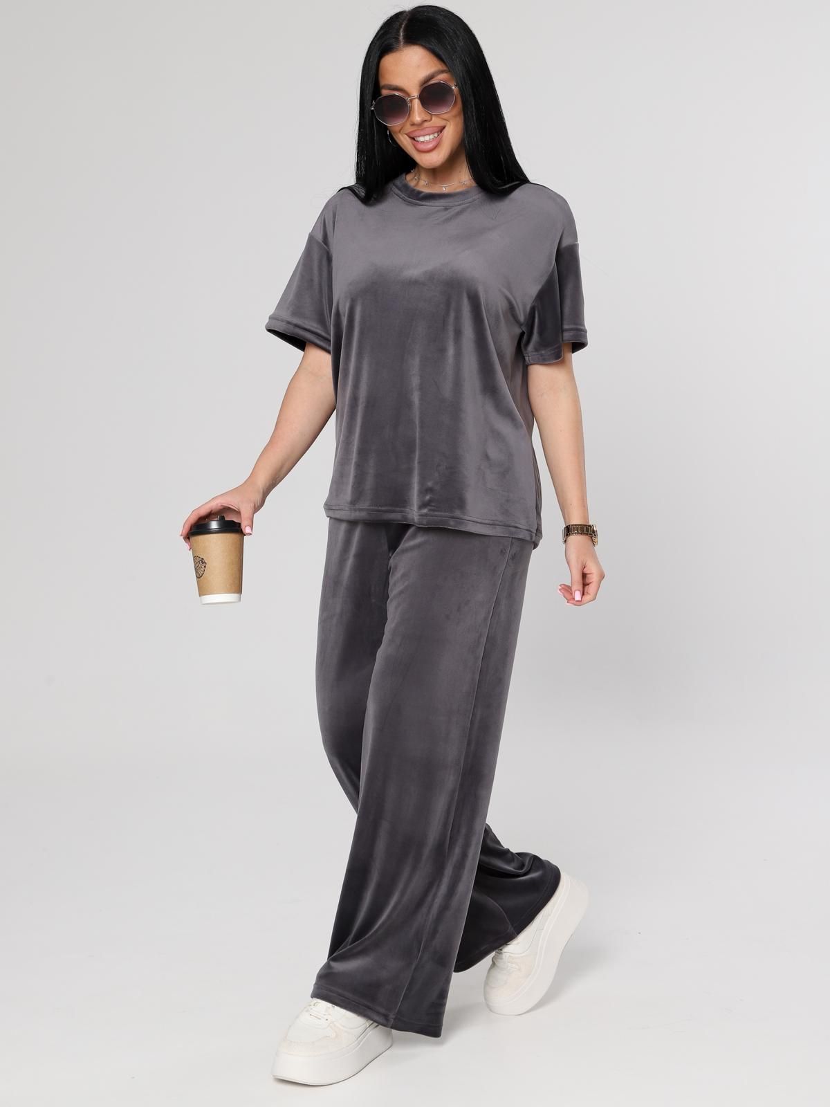 Костюм велюровый серый с брюками Iv-capriz(фото4)