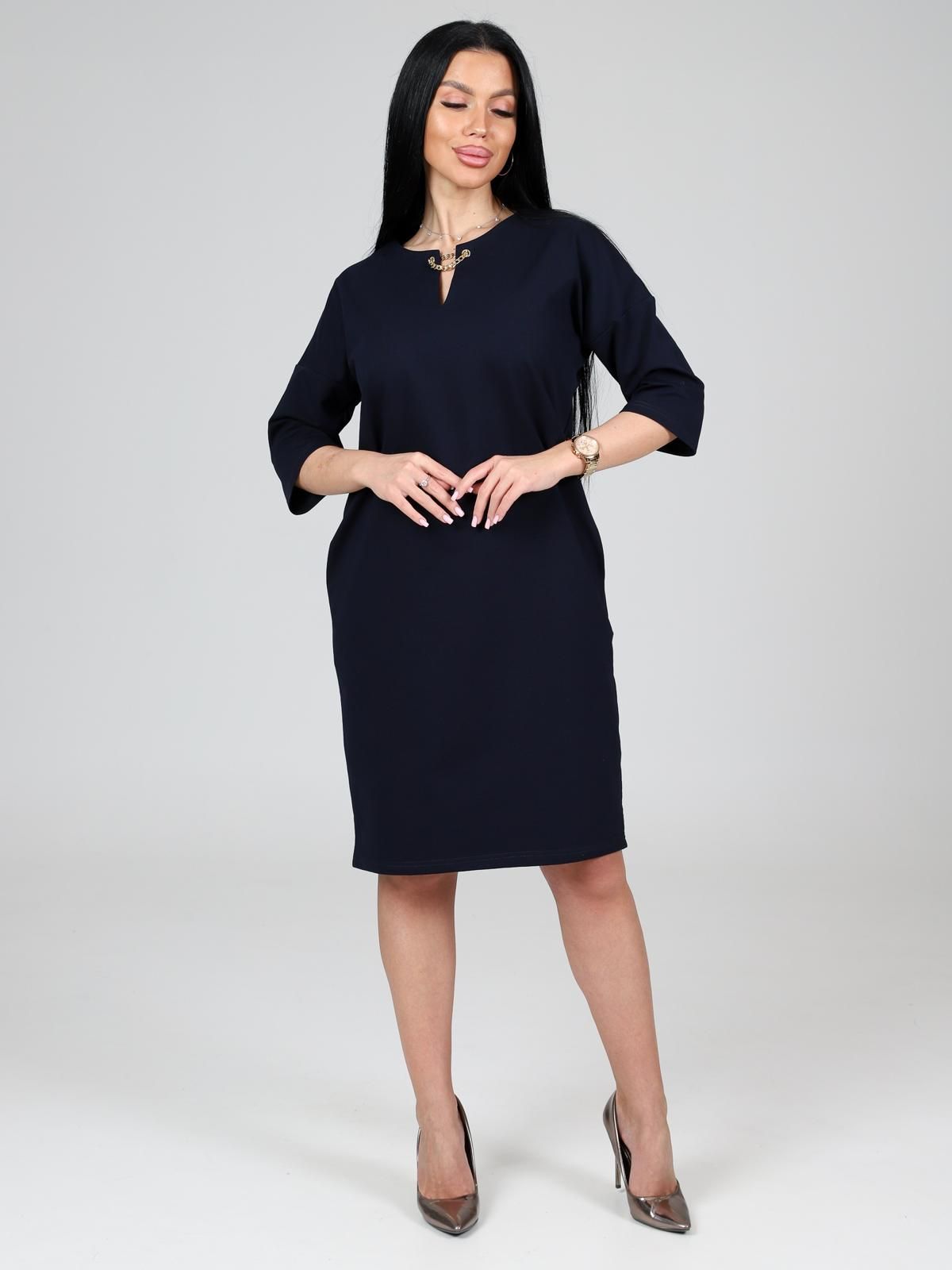 Платье синее из футера с карманами  Iv-capriz(фото6)