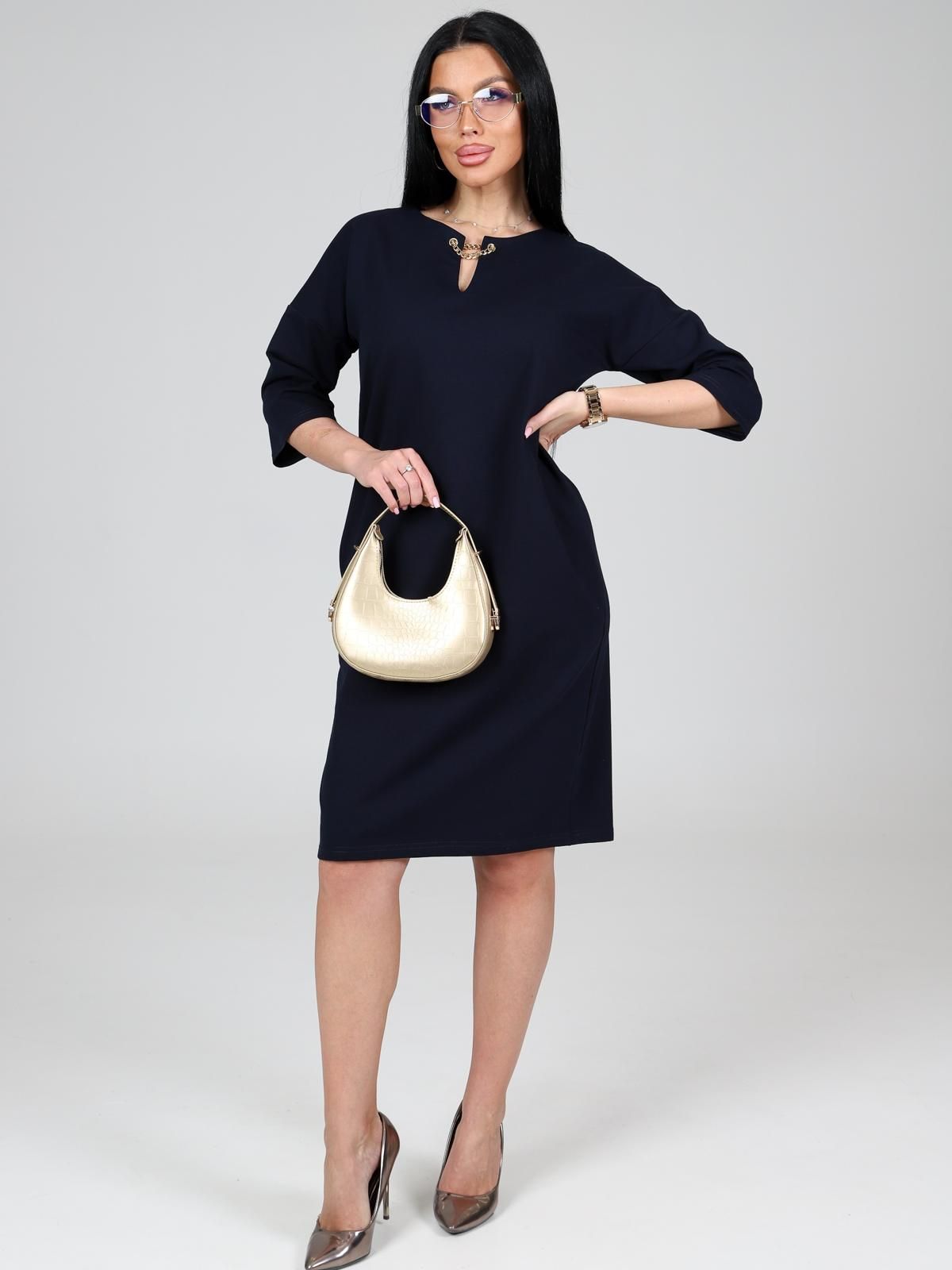 Платье синее из футера с карманами  Iv-capriz(фото2)