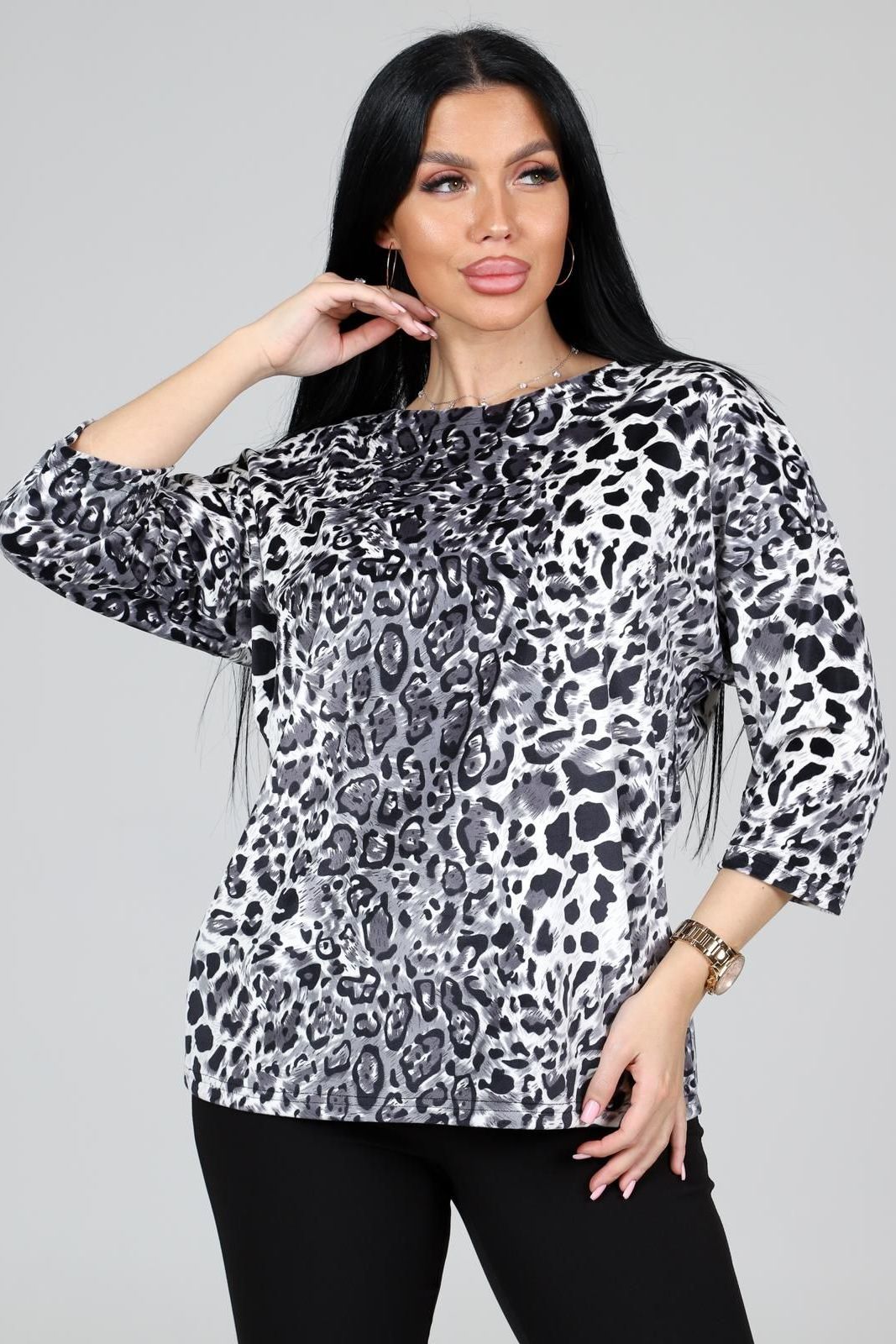 Свитшот велюровый с леопардовым принтом Iv-capriz