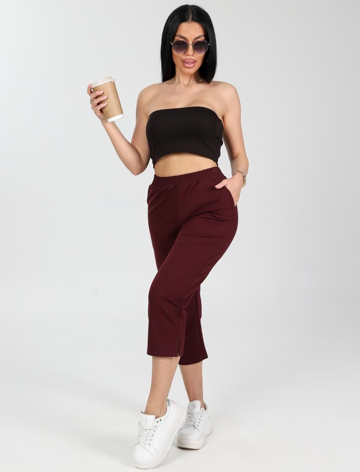 Бриджи трикотажные в винном цвете Iv-capriz(фото5)