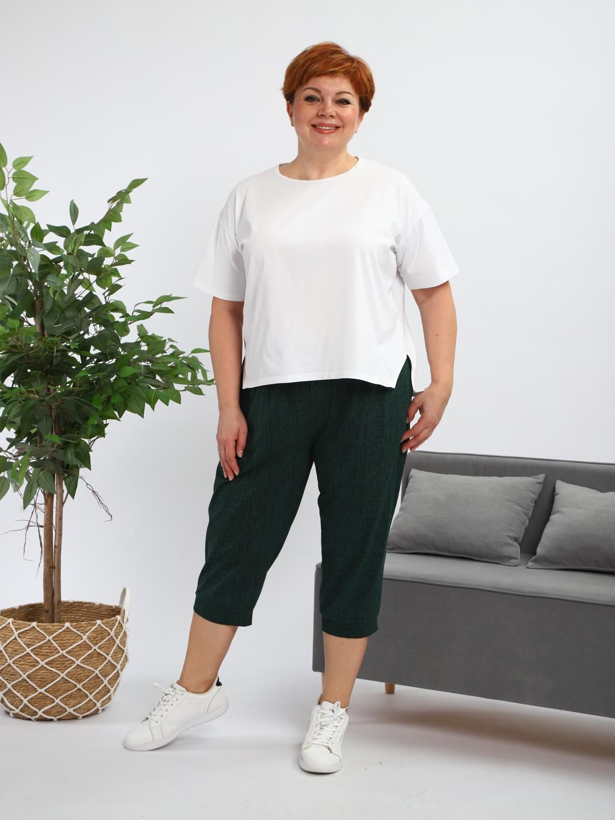 Бриджи из хлопка изумрудного цвета Iv-capriz(фото2)