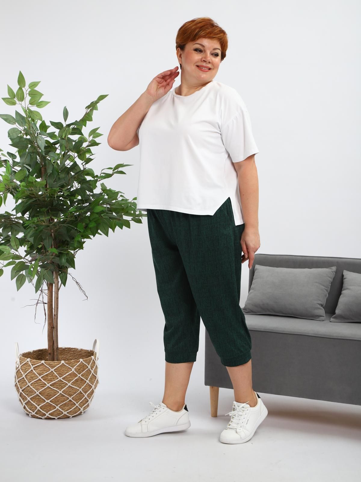 Бриджи из хлопка изумрудного цвета Iv-capriz(фото5)