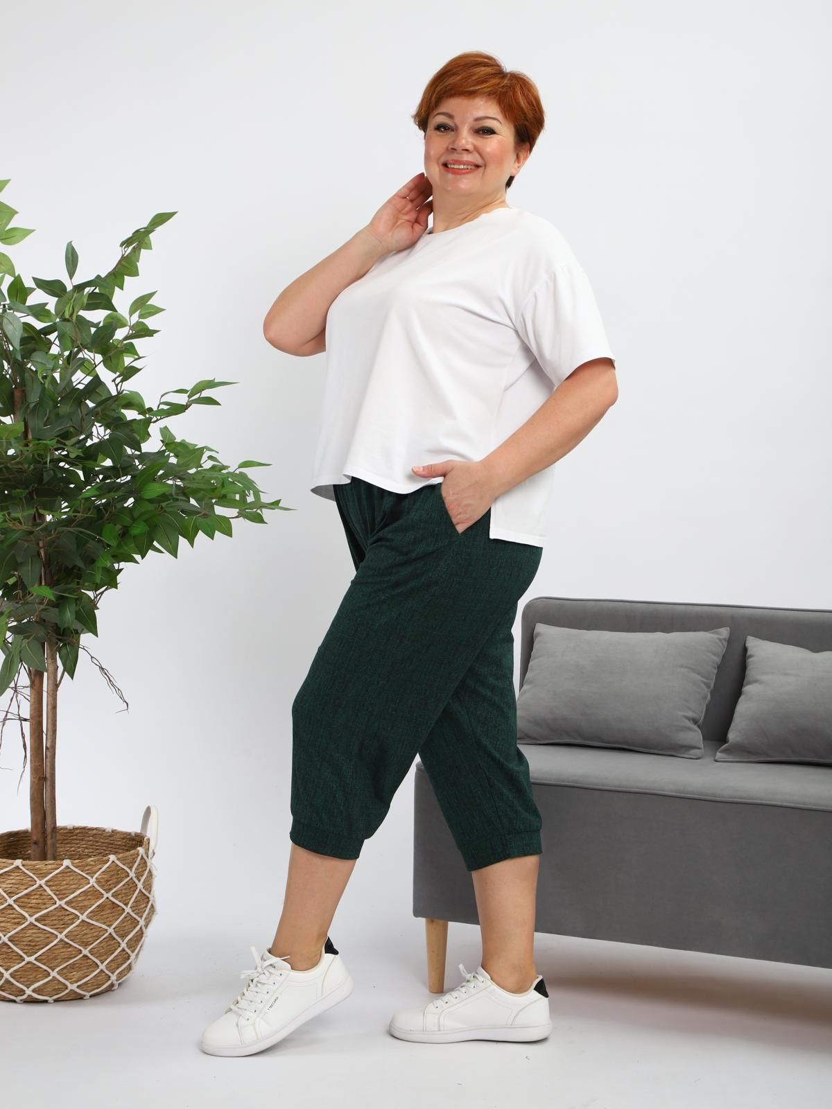 Бриджи из хлопка изумрудного цвета Iv-capriz(фото3)