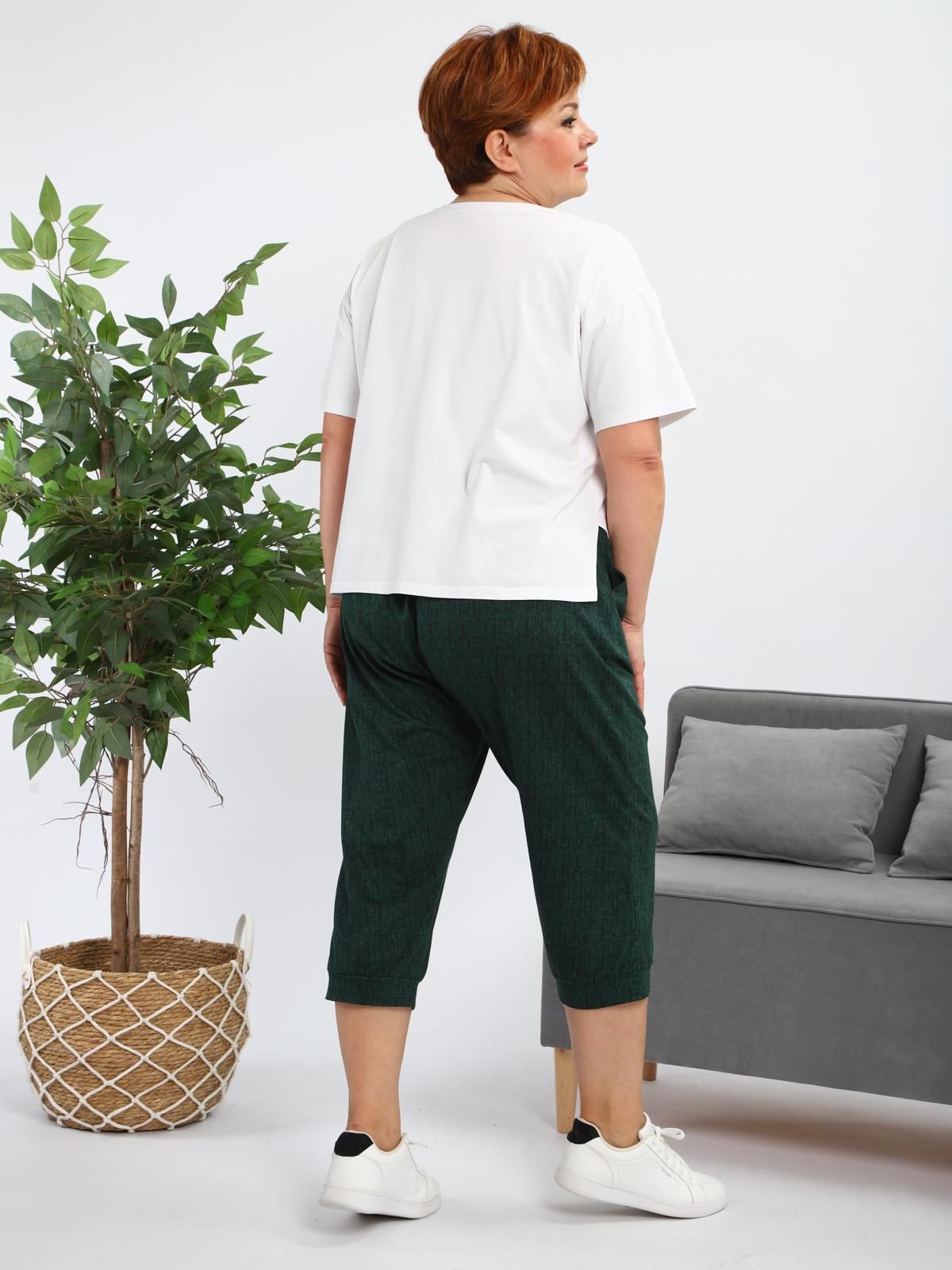 Бриджи из хлопка изумрудного цвета Iv-capriz(фото7)