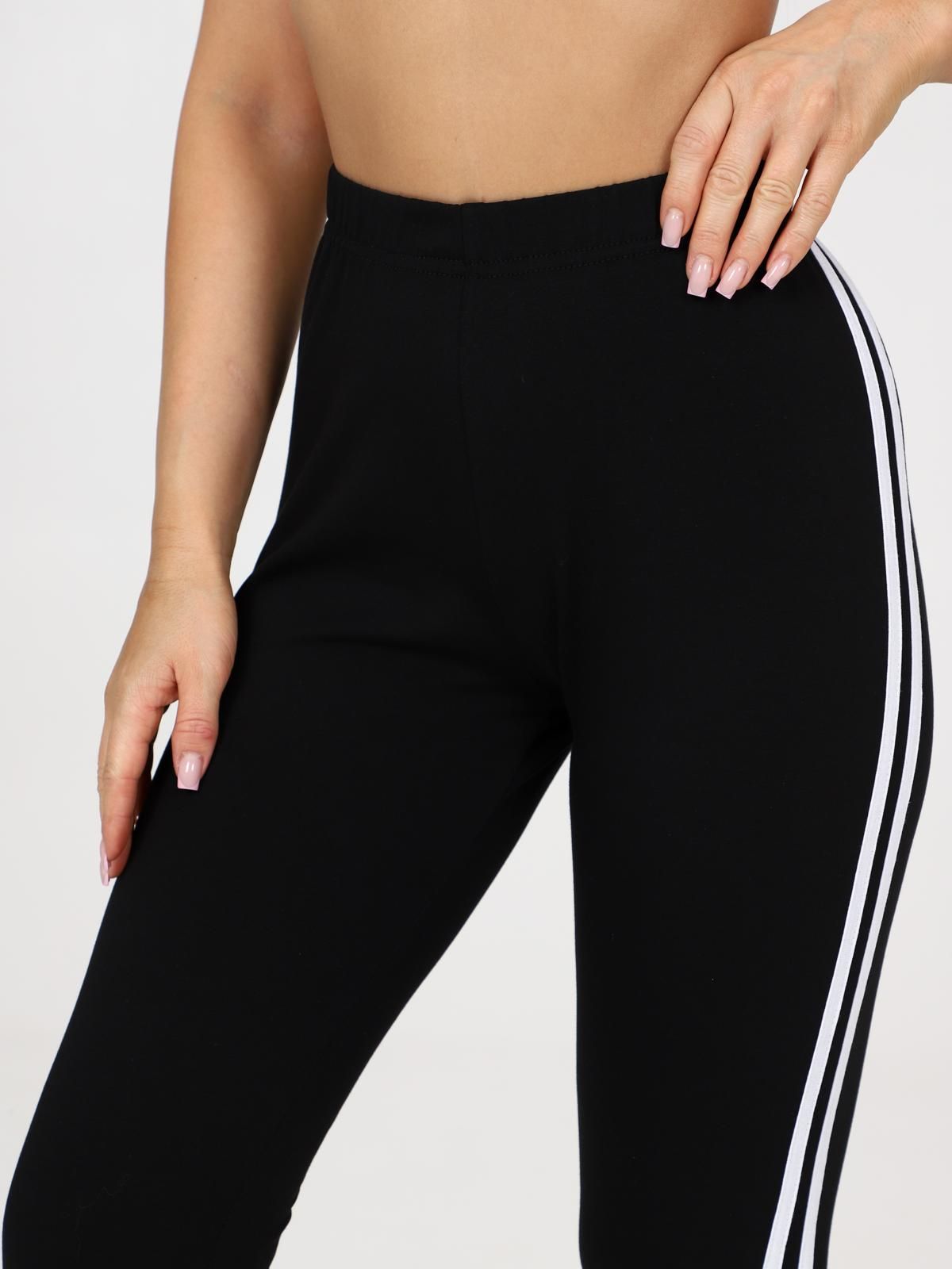 Капри чёрные трикотажные с лампасами Iv-capriz(фото4)