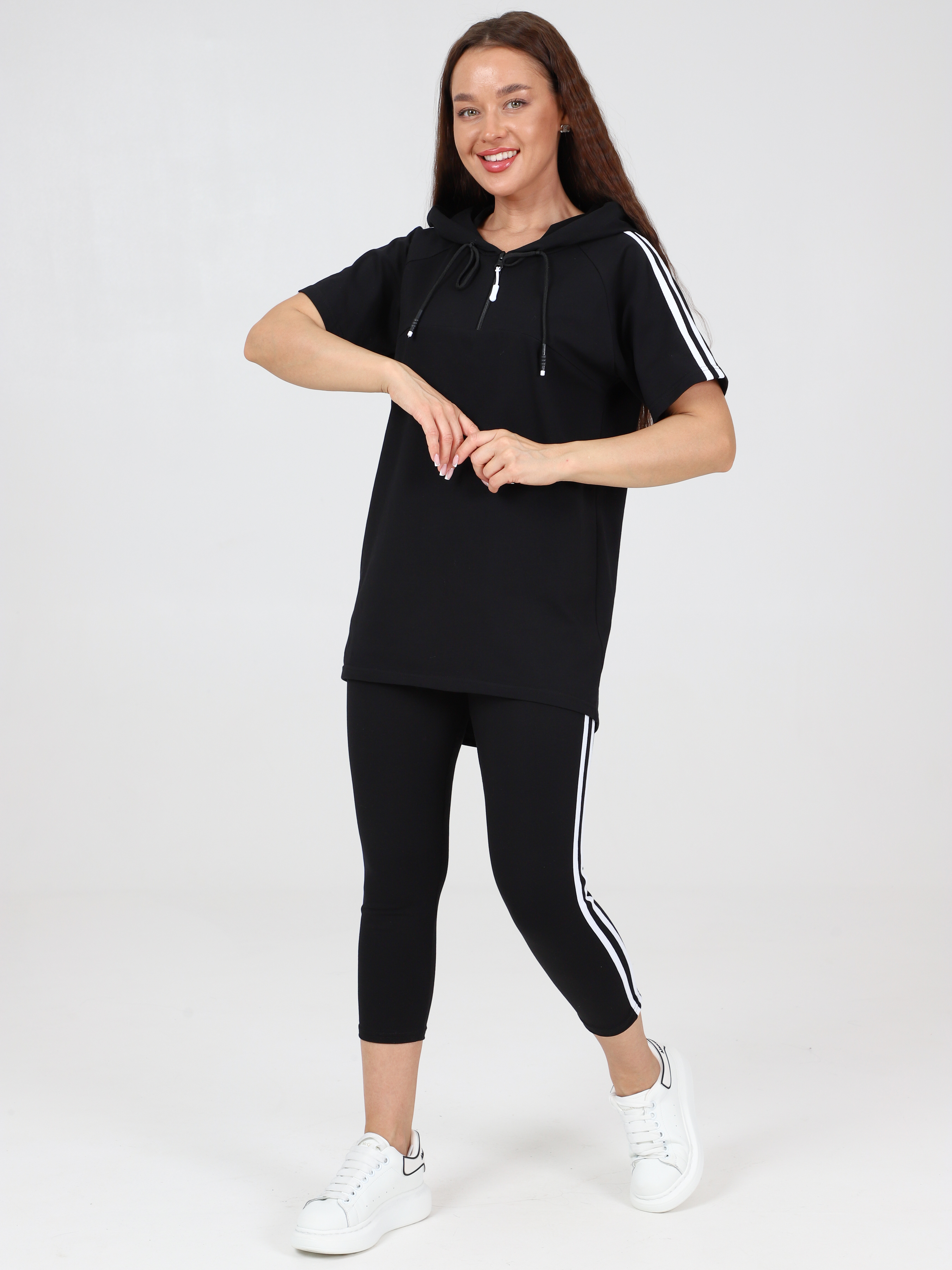 Капри чёрные трикотажные с лампасами Iv-capriz(фото7)