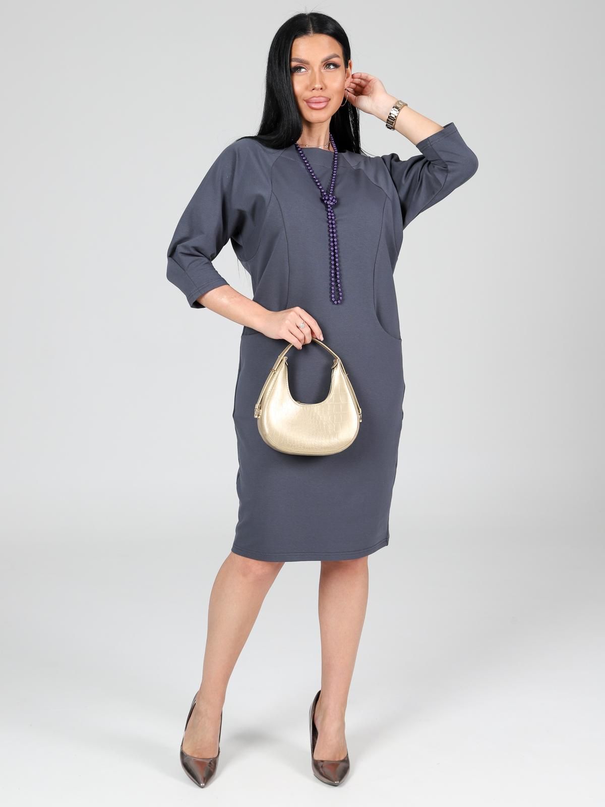 Платье трикотажное тёмно-серое с карманами Iv-capriz(фото2)