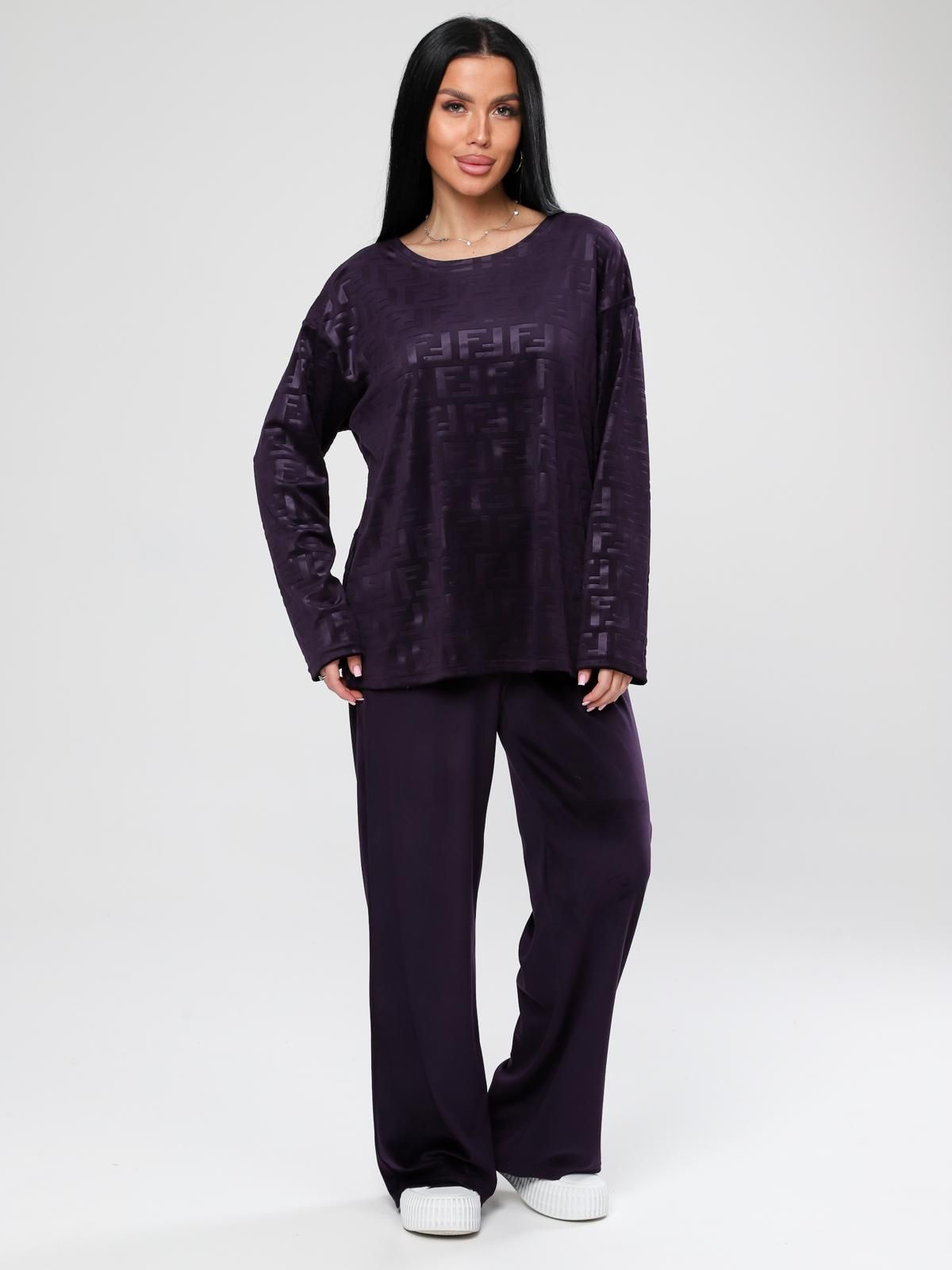 Костюм велюровый с брюками в цвете слива Iv-capriz(фото2)