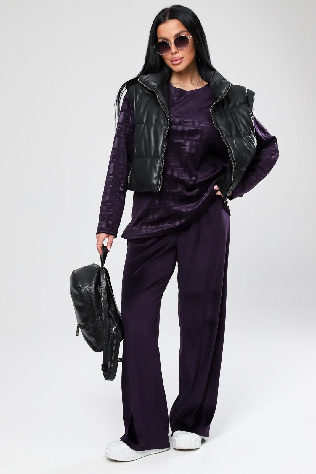 Костюм велюровый с брюками в цвете слива Iv-capriz