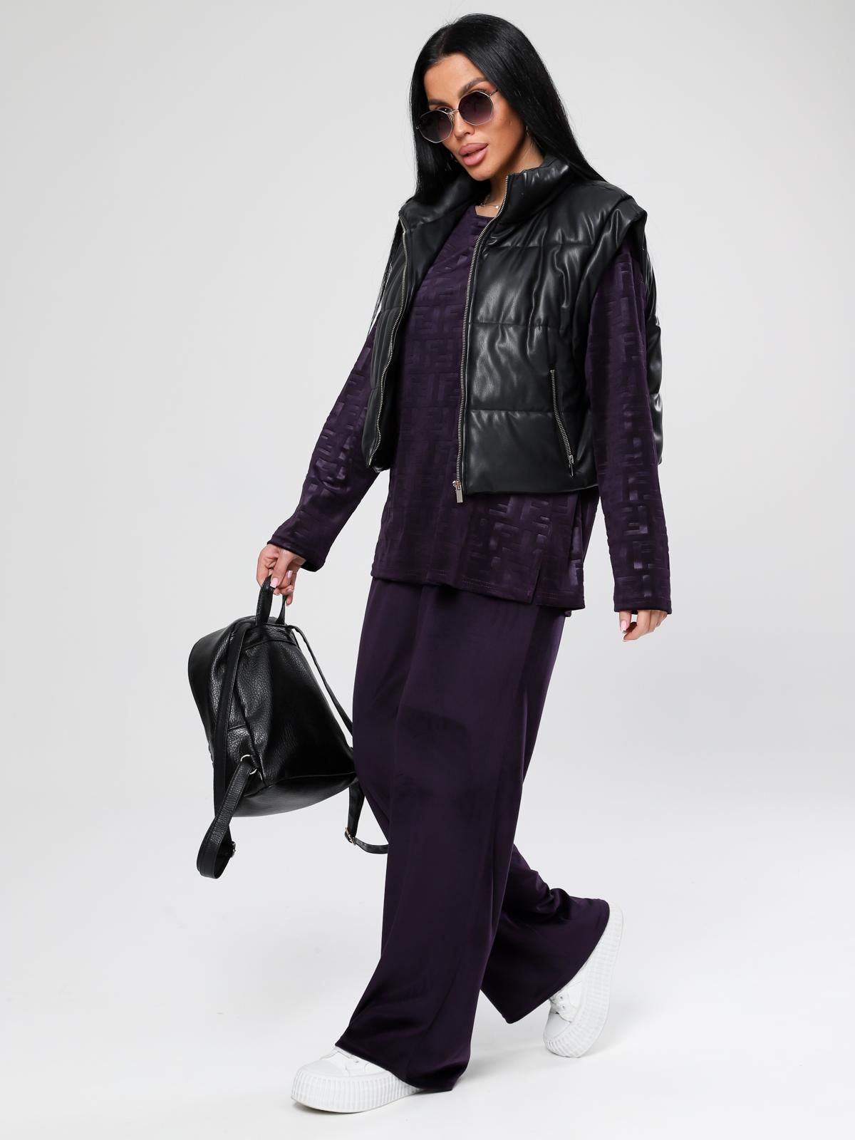 Костюм велюровый с брюками в цвете слива Iv-capriz(фото4)