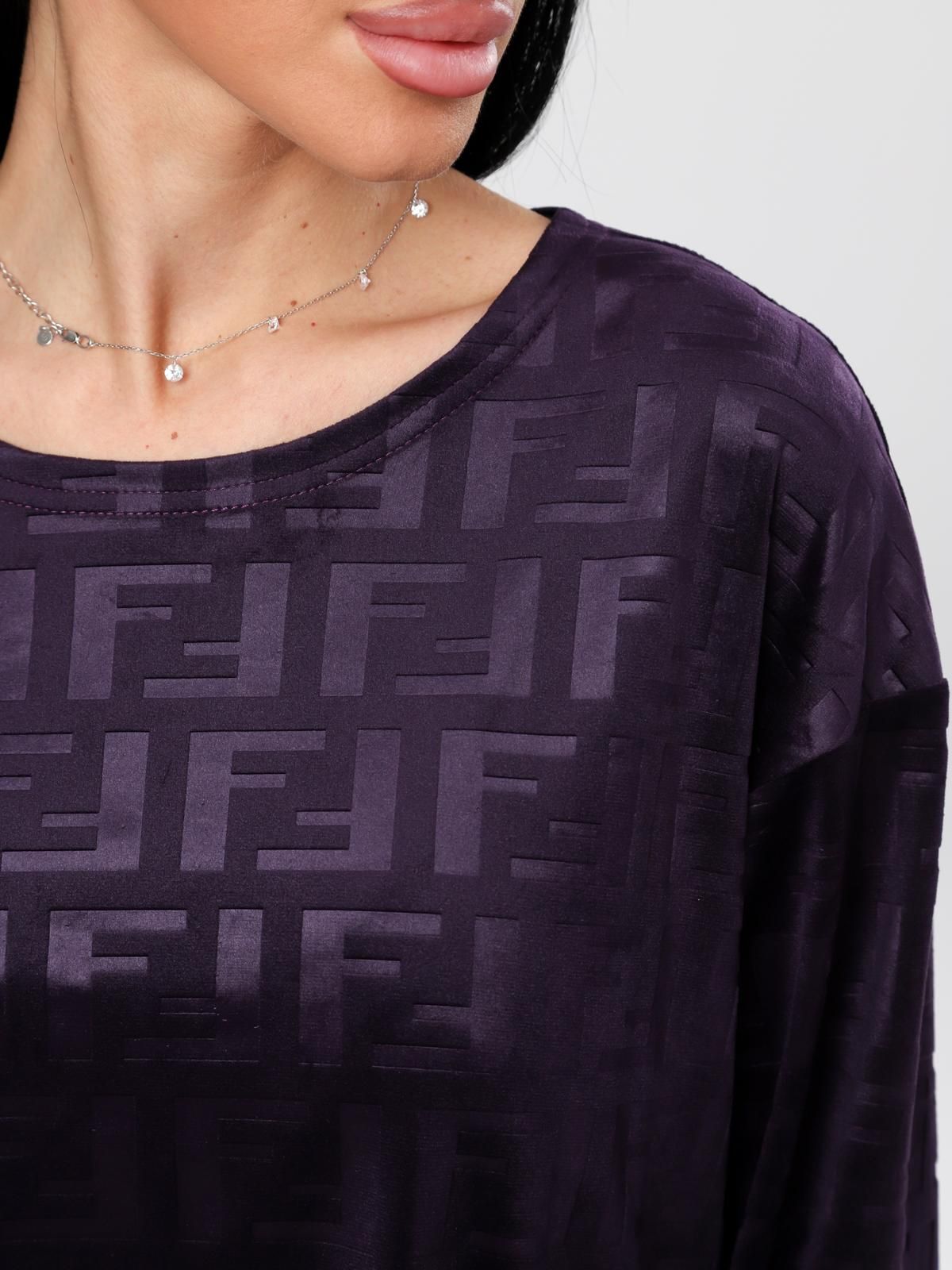 Костюм велюровый с брюками в цвете слива Iv-capriz(фото3)