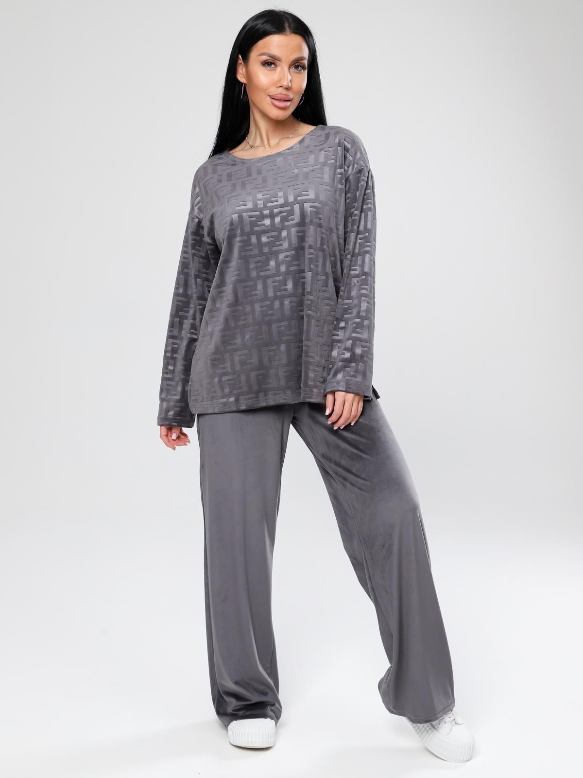 Костюм велюровый серый с брюками Iv-capriz(фото5)