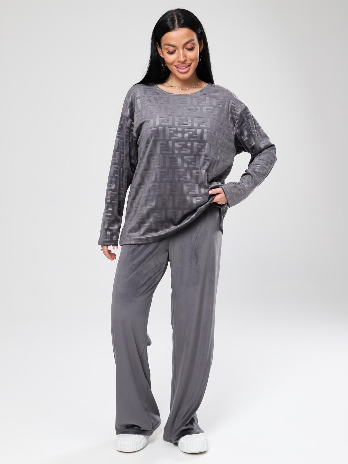 Костюм велюровый серый с брюками Iv-capriz(фото2)