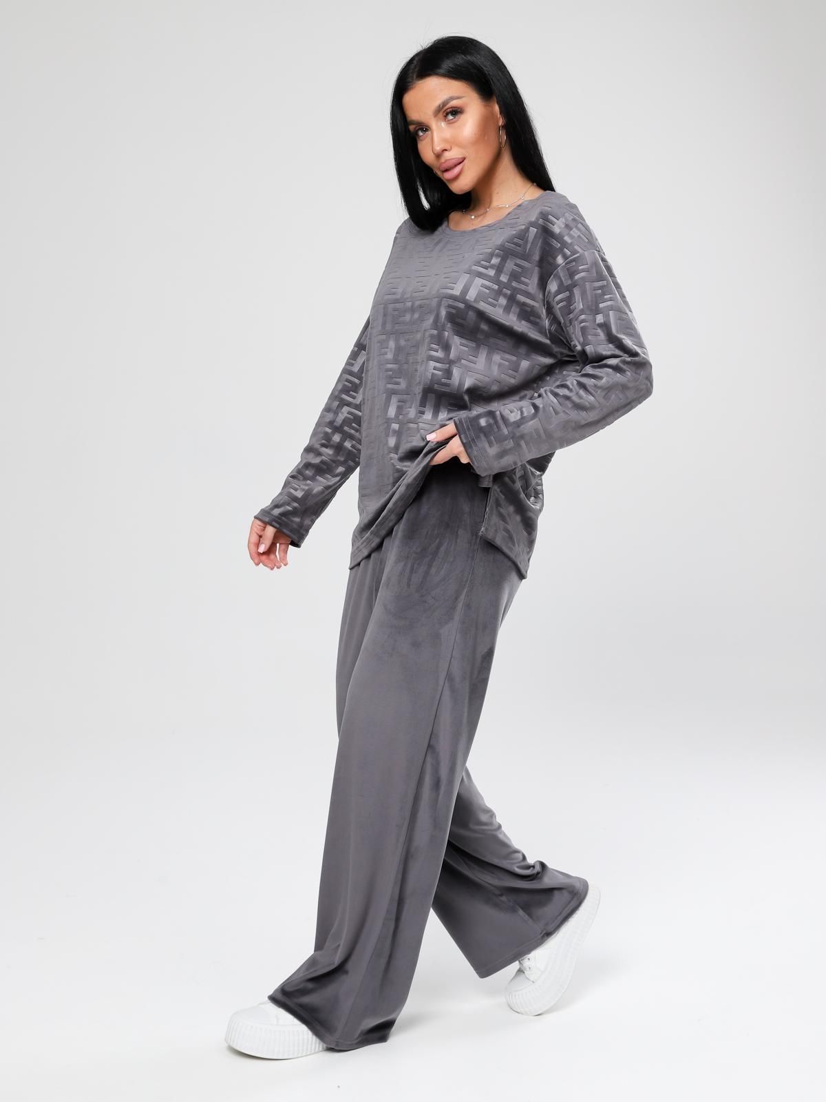 Костюм велюровый серый с брюками Iv-capriz(фото7)