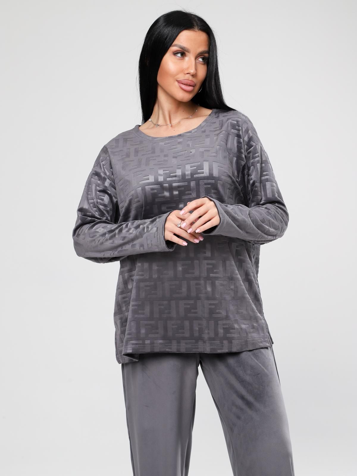 Костюм велюровый серый с брюками Iv-capriz(фото3)