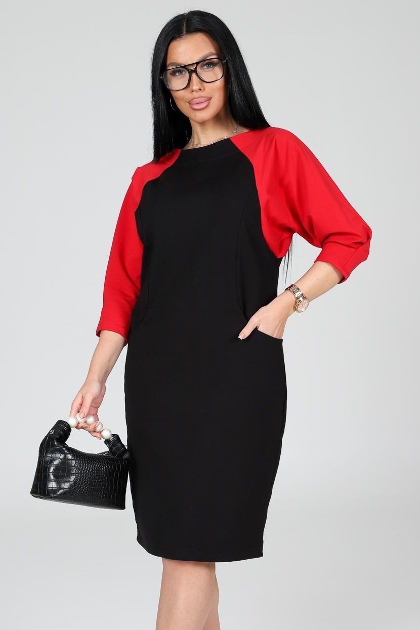 Платье чёрное из футера с карманами Iv-capriz