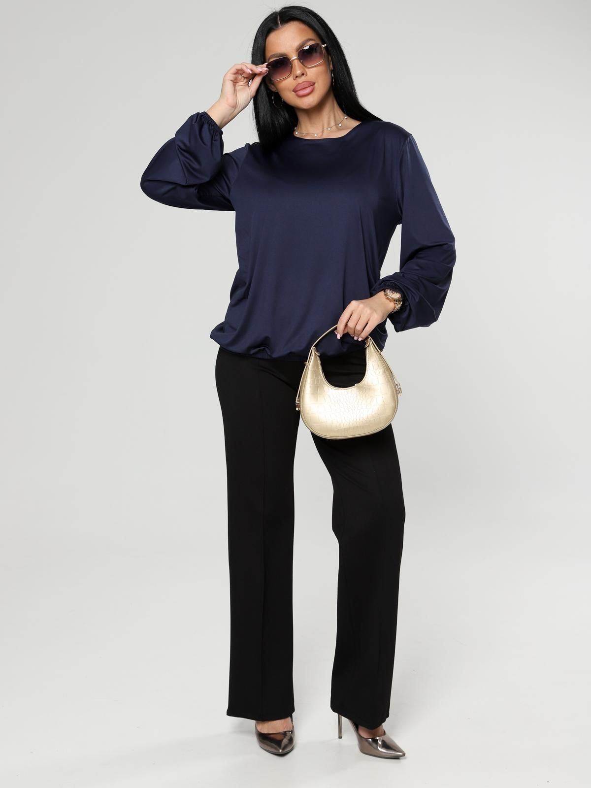 Блузка трикотажная тёмно-синяя Iv-capriz(фото2)