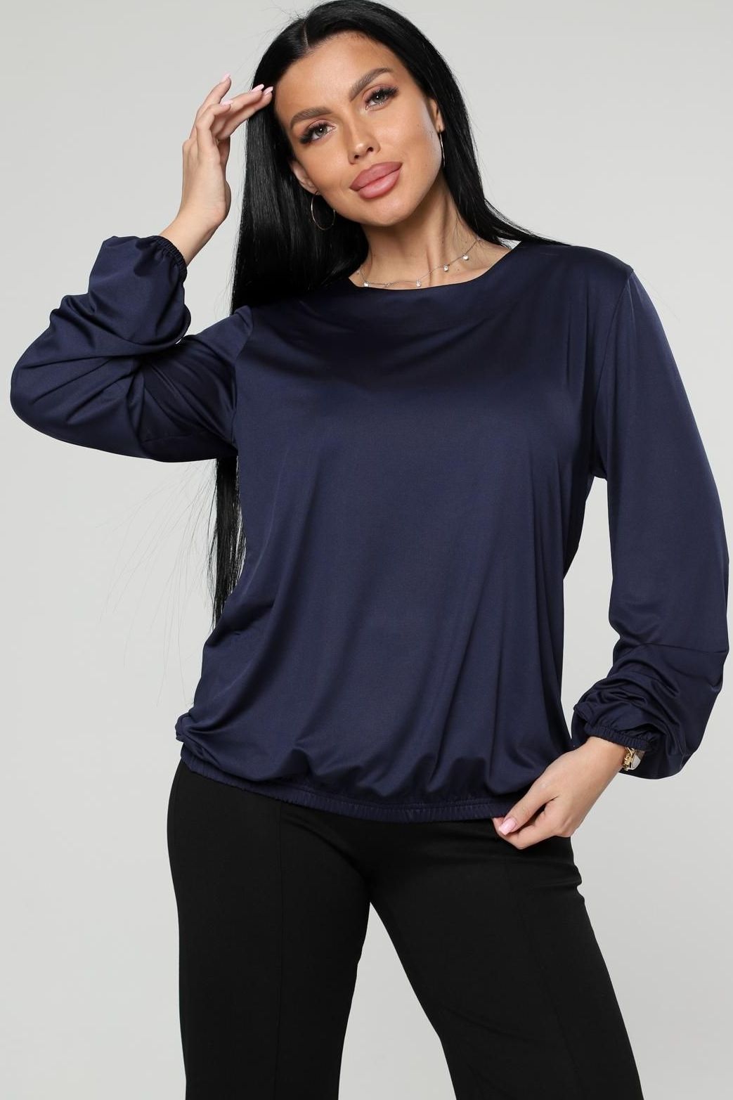 Блузка трикотажная тёмно-синяя Iv-capriz