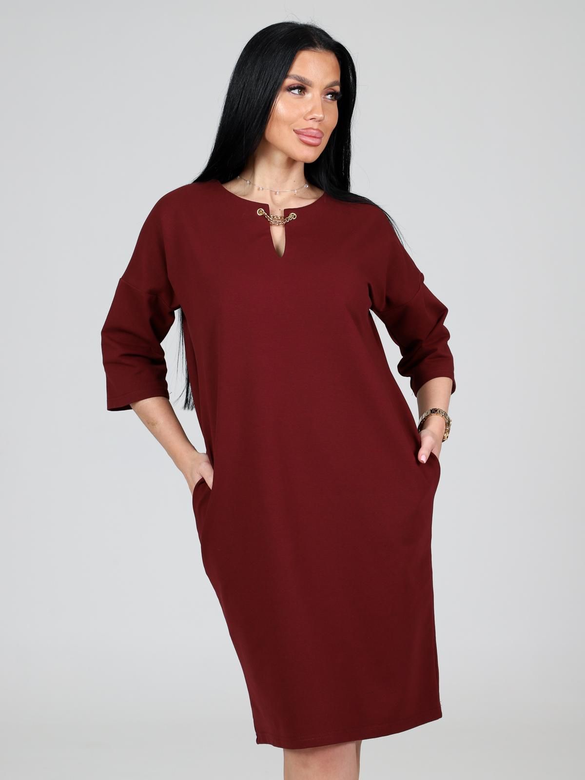 Платье бордовое из футера с карманами  Iv-capriz(фото3)