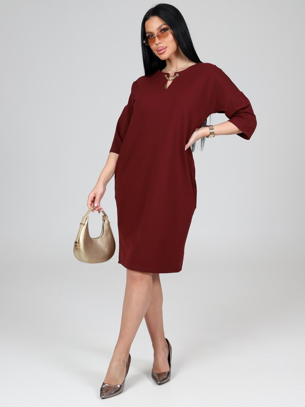 Платье бордовое из футера с карманами  Iv-capriz(фото2)