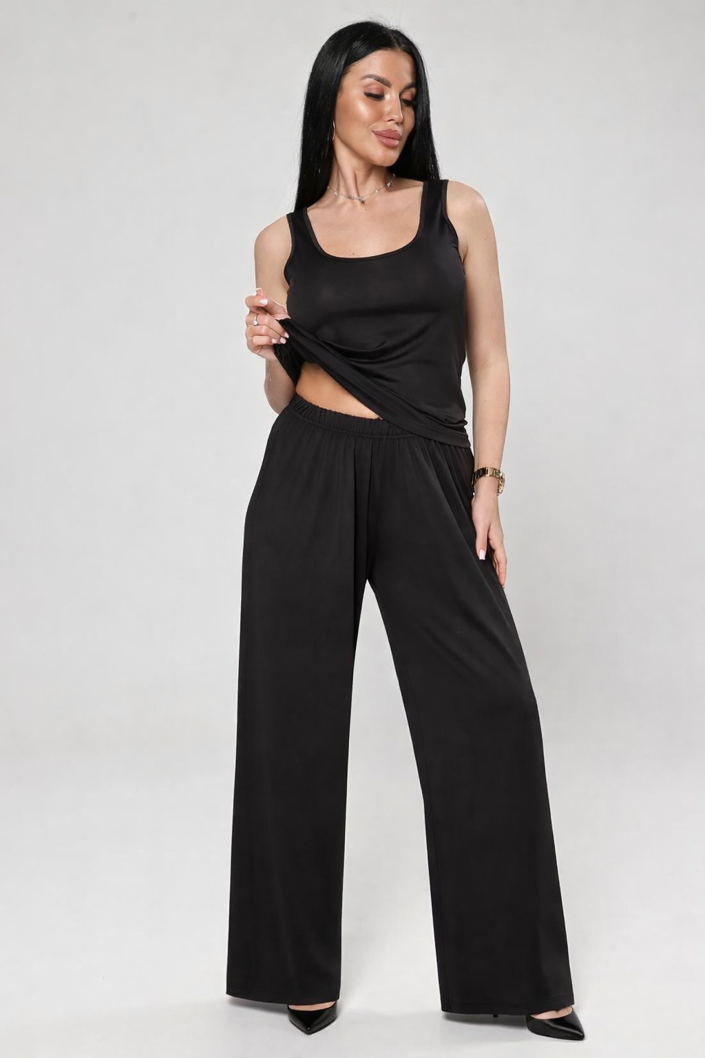 Костюм трикотажный чёрный с брюками Iv-capriz(фото3)