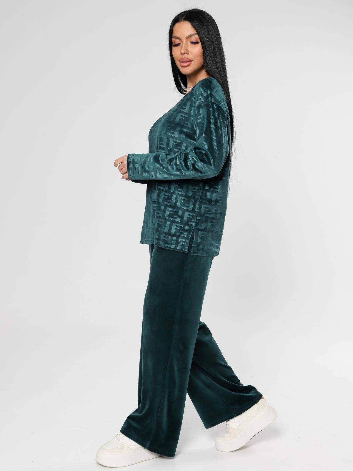 Костюм велюровый с брюками в цвете изумруд Iv-capriz(фото8)