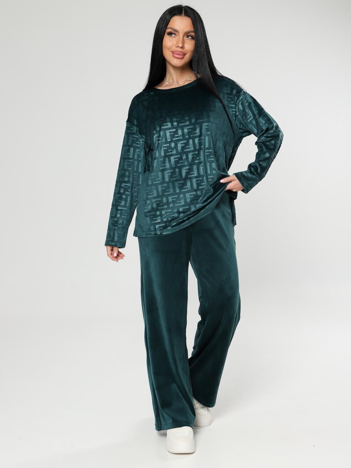 Костюм велюровый с брюками в цвете изумруд Iv-capriz(фото7)