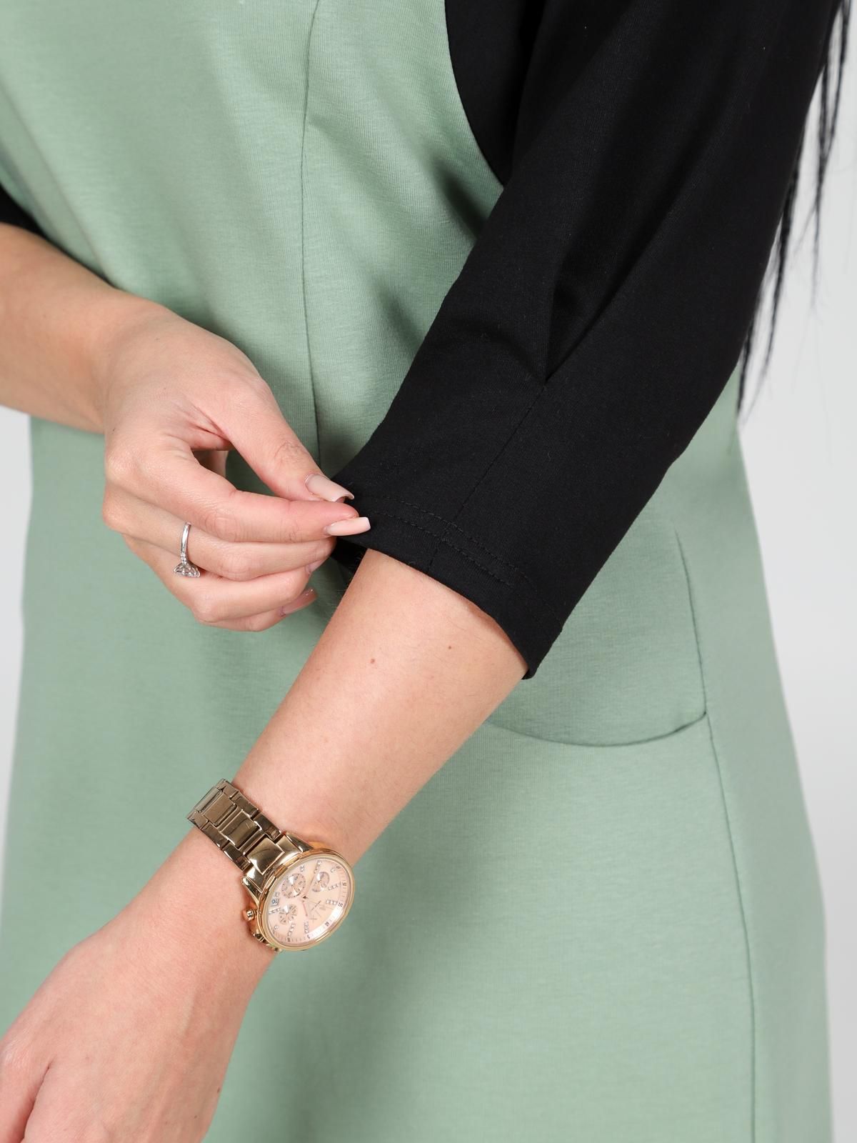 Платье из футера оливкового цвета с карманами Iv-capriz(фото5)