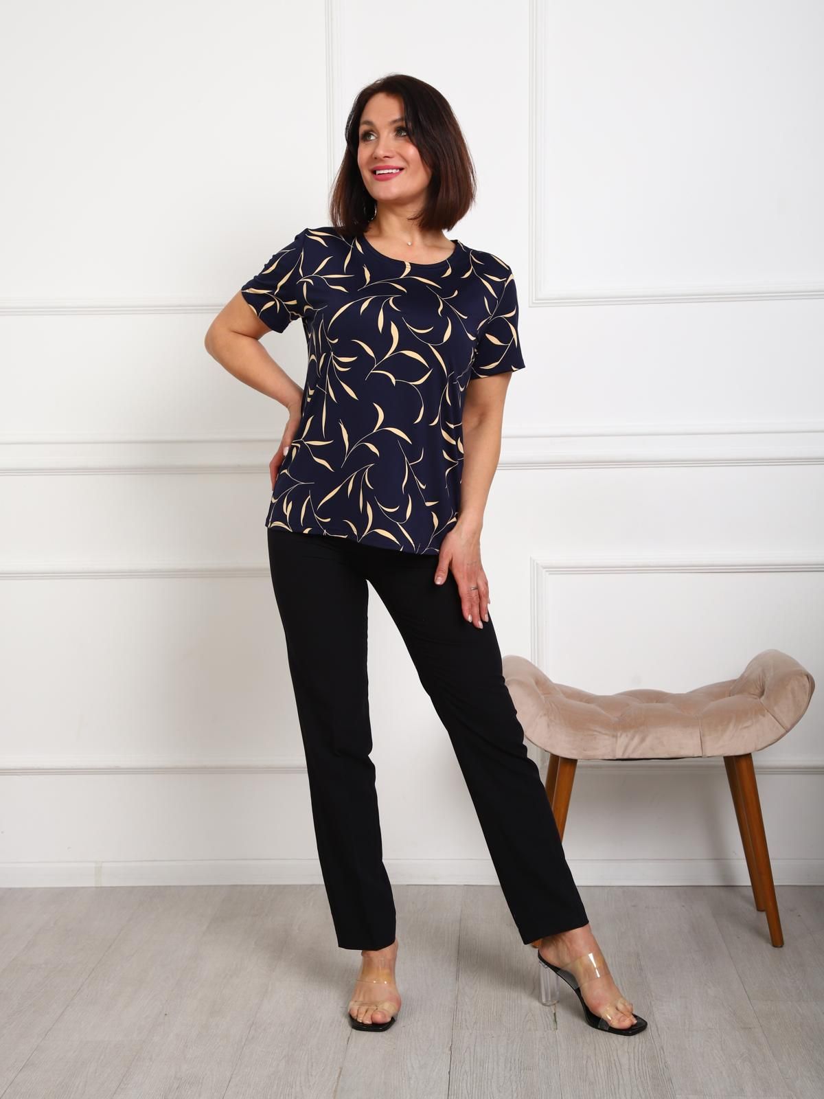 Футболка трикотажная тёмно-синяя с принтом Iv-capriz(фото2)