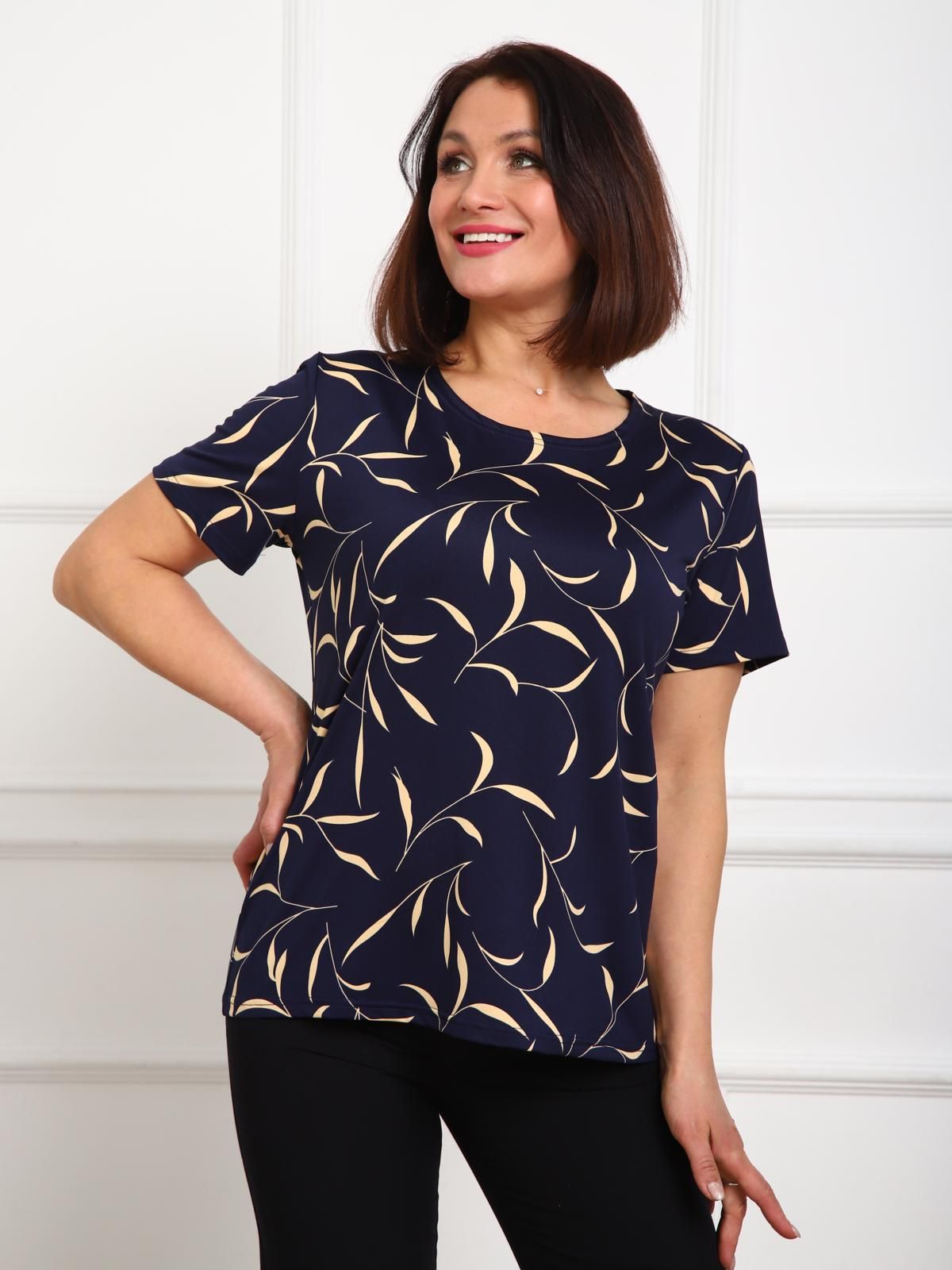 Футболка трикотажная тёмно-синяя с принтом Iv-capriz(фото3)