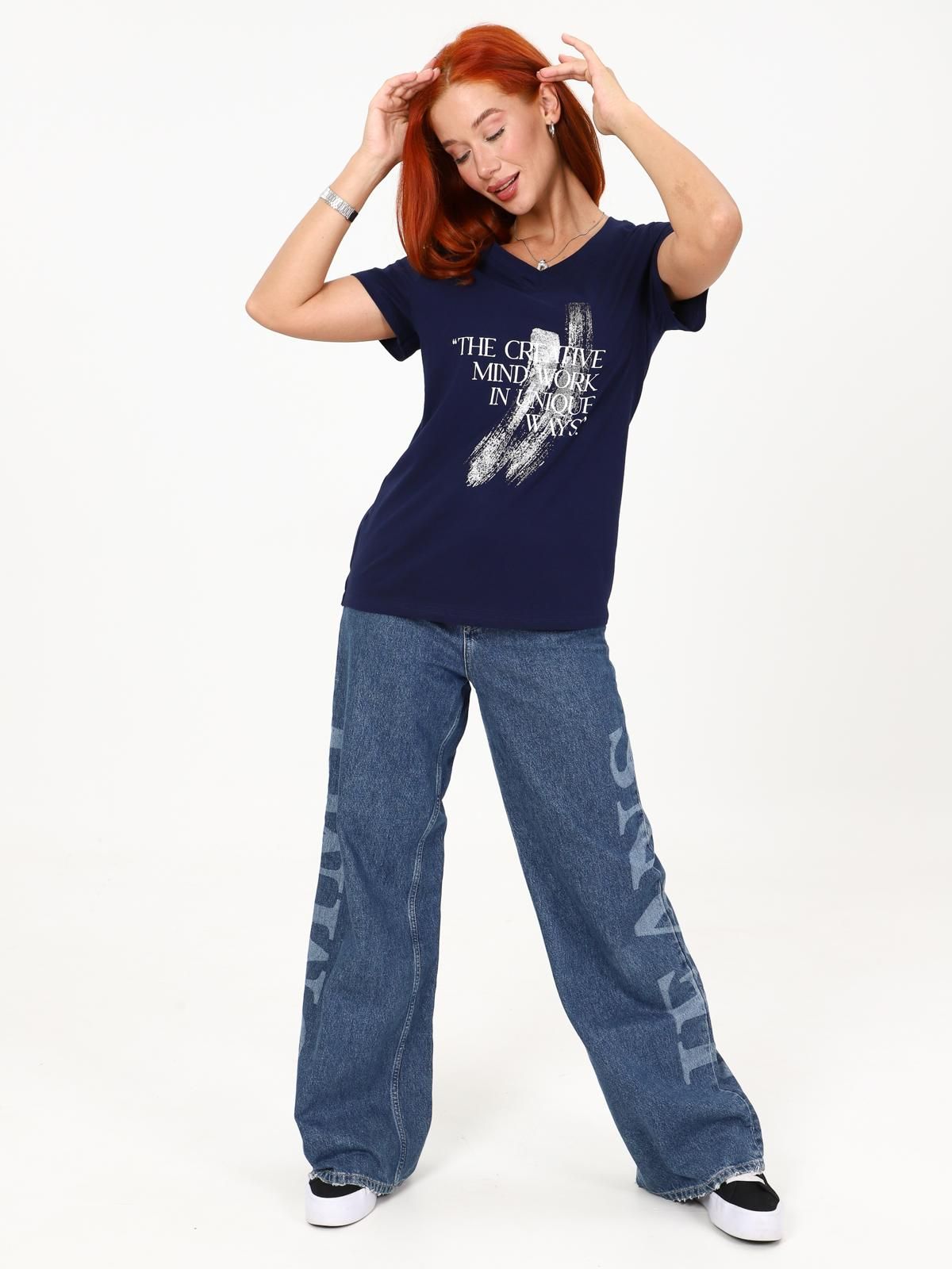 Футболка трикотажная чернильного цвета Iv-capriz(фото4)