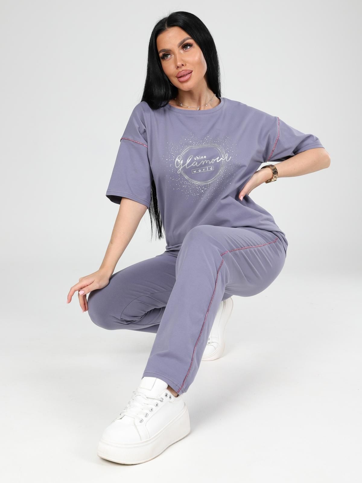 Костюм трикотажный сиреневый с брюками Iv-capriz(фото2)