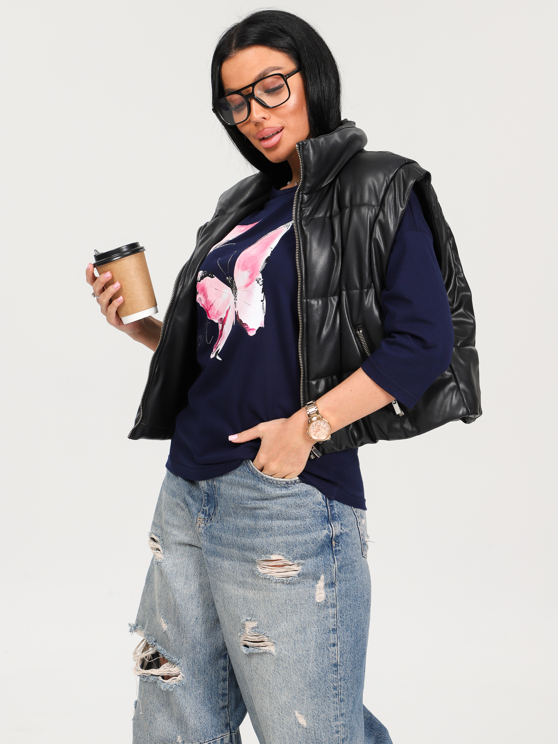 Футболка трикотажная чернильного цвета Iv-capriz(фото3)