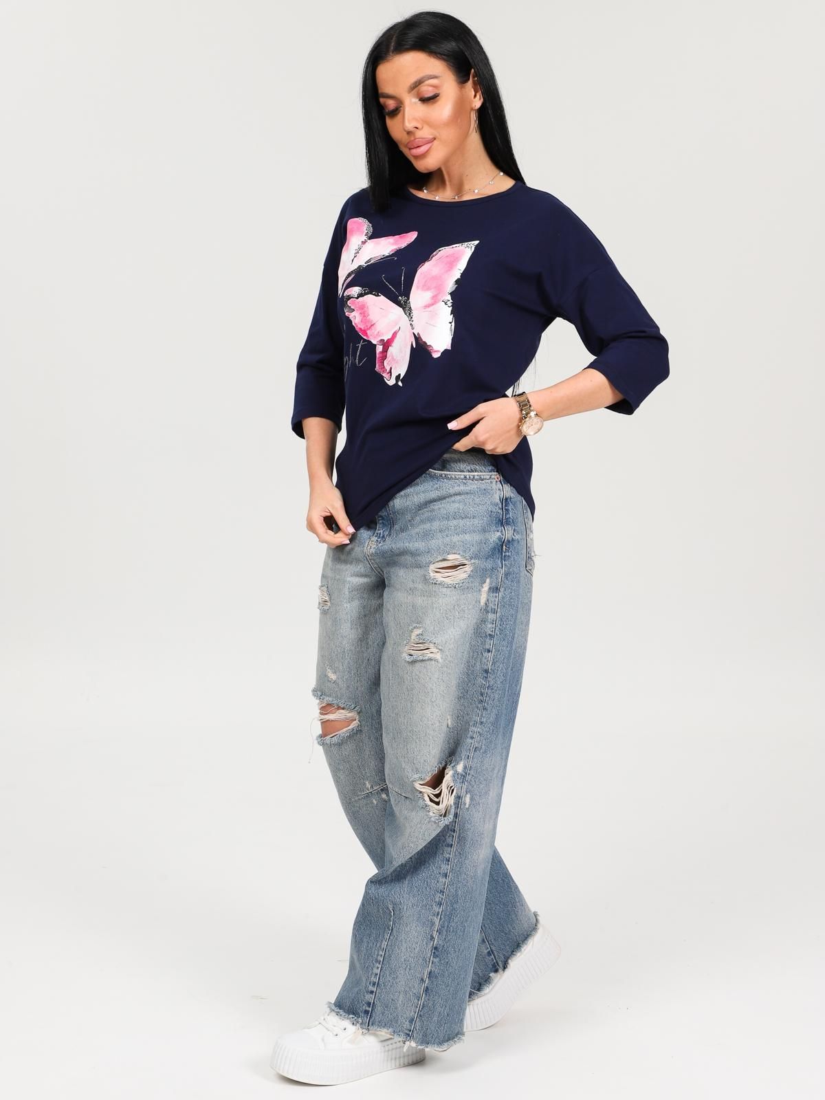 Футболка трикотажная чернильного цвета Iv-capriz(фото4)