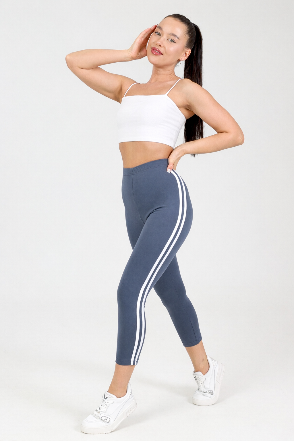 Капри серые трикотажные с лампасами Iv-capriz(фото3)