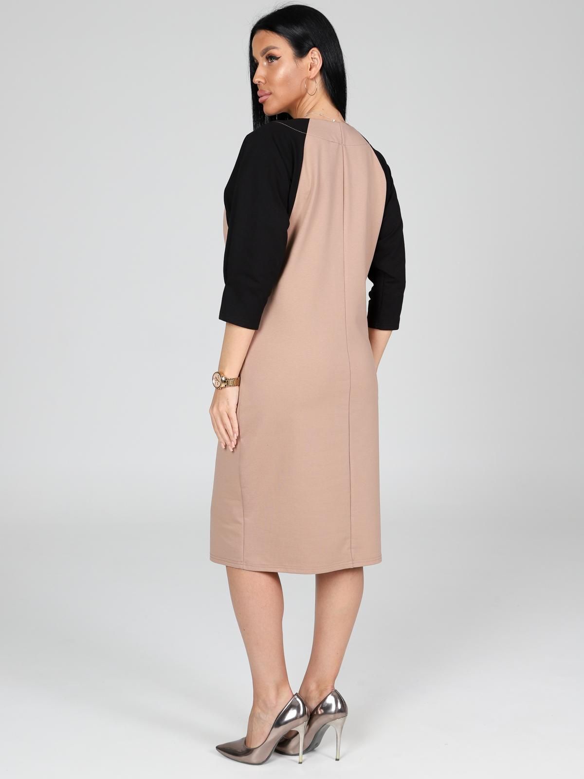 Платье из футера бежевого цвета с карманами Iv-capriz(фото7)