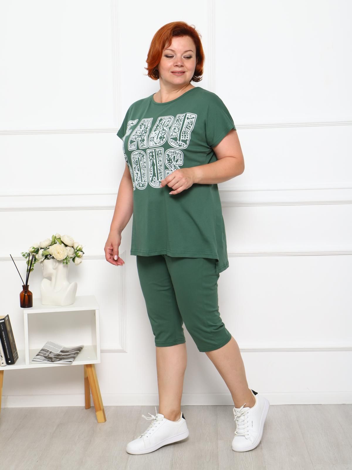 Костюм трикотажный с бриджами в зелёном цвете Iv-capriz(фото3)